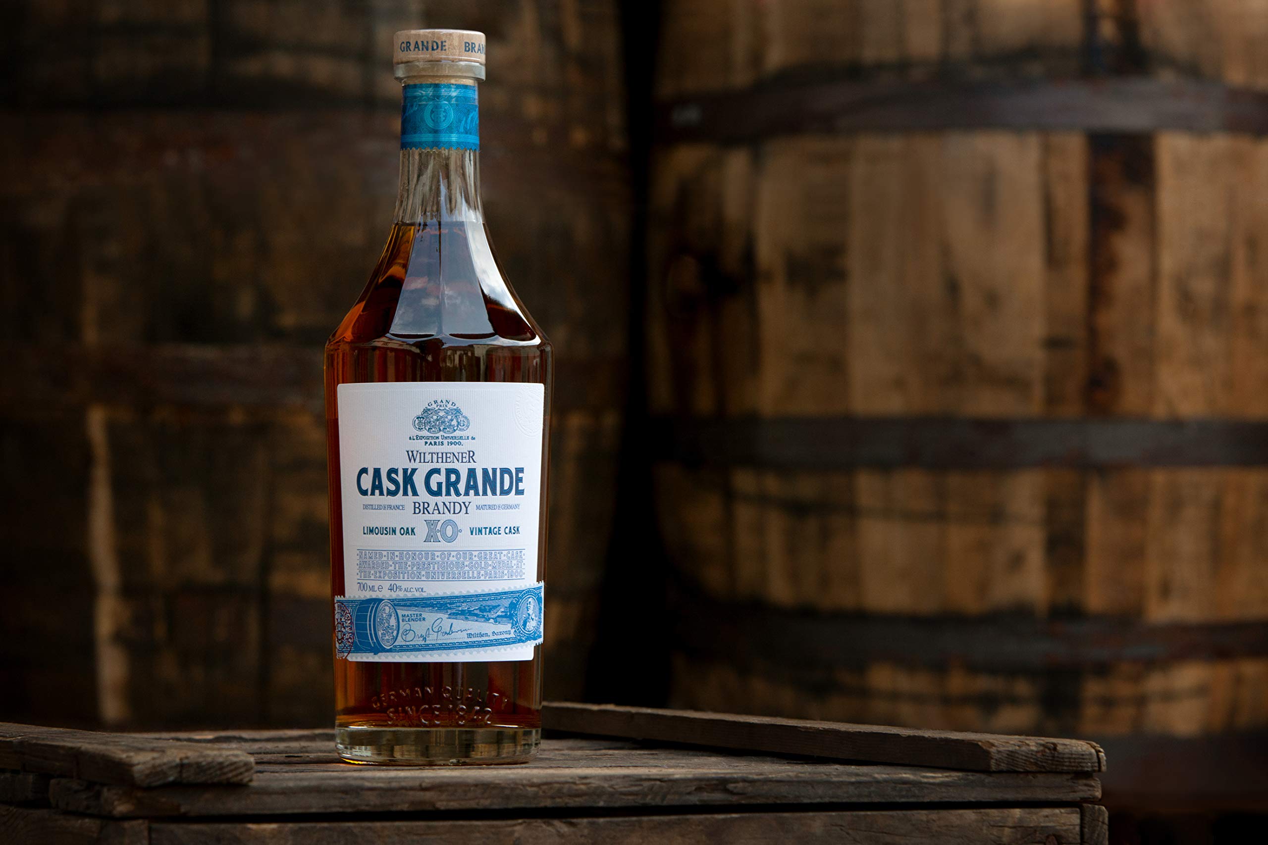 WILTHENER Cask Grande I Brandy in X.O.-Qualität I Pariser Fass von 1900 I Weinbrand des Jahres 2025 I 40% vol. I 0,7 l