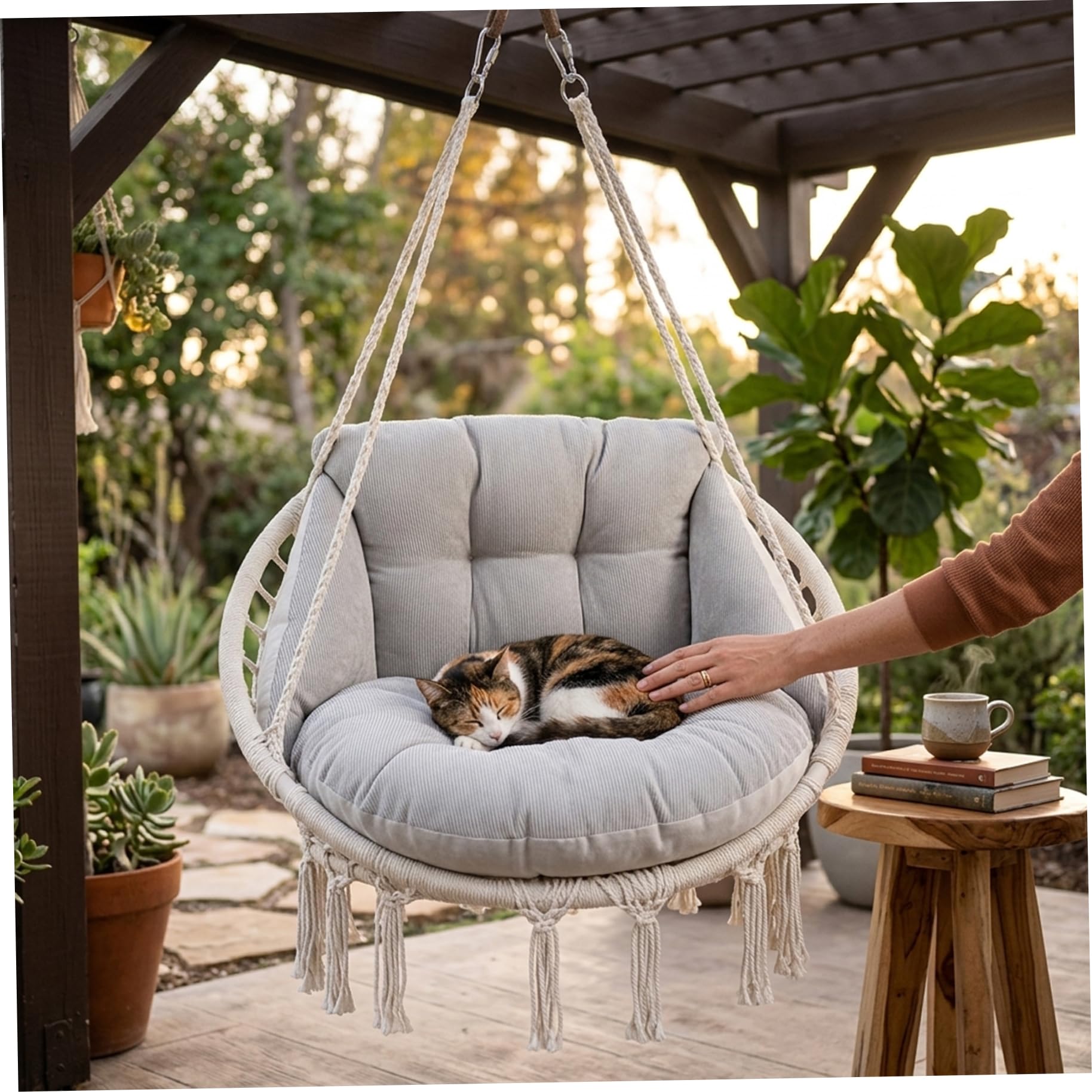 Remplacement de Coussin de Chaise d'oeuf, Coussins balançoire Gris épais et Moelleux pour Meubles d'extérieur-Coussin Chaise Suspendu en Velours Cristal Doux, Suspendu