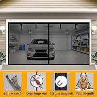 Vista 3 de Pantalla magnética para puerta de garaje de 9 x 9 pies, cortinas de red manos libres, cierre de cubierta retráctil de fibra de vidrio para garaje