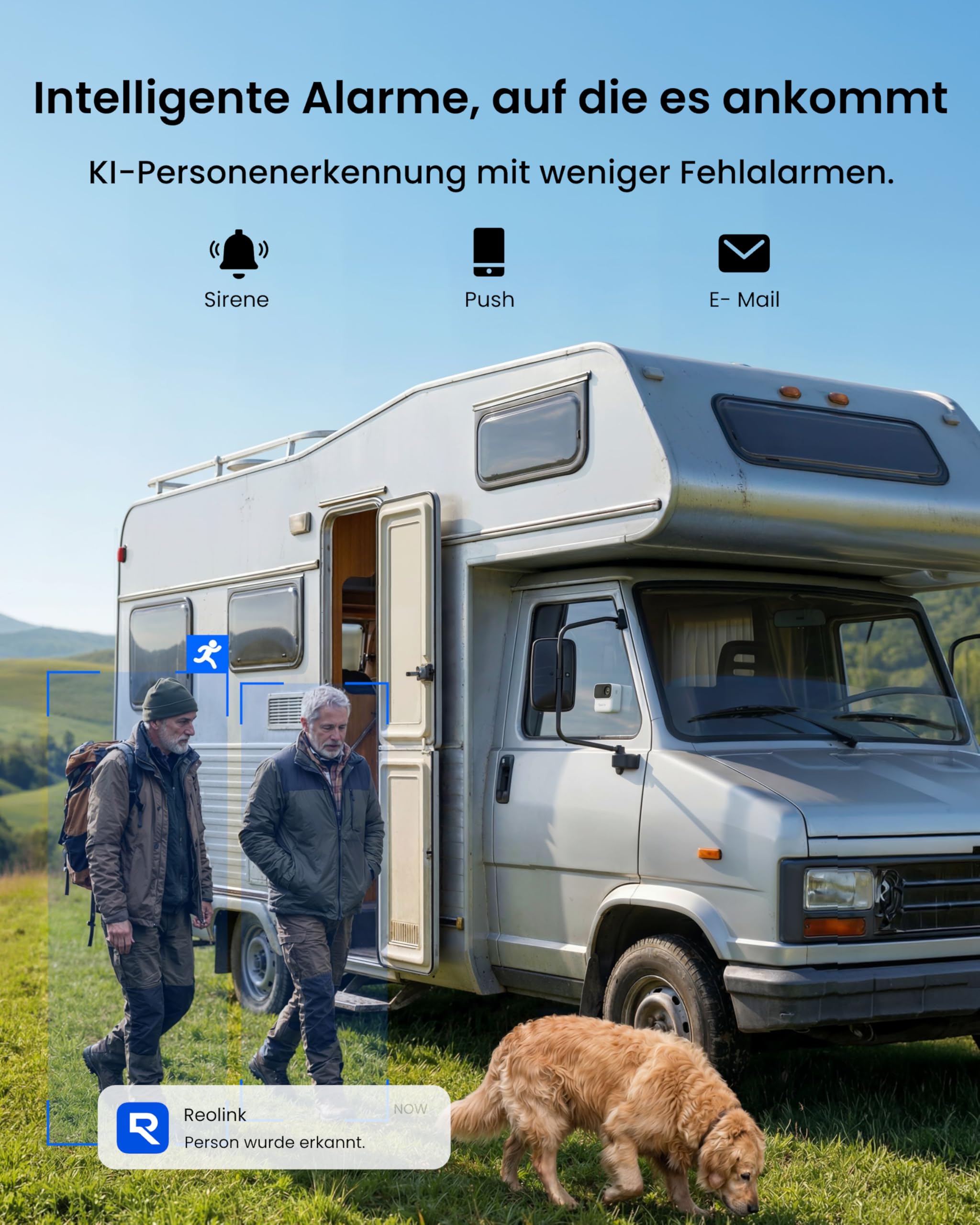 Reolink Magnetische Kabellose Überwachungskamera Außen&Innen, 9 Monate Akkulaufzeit, 2,4/5GHz WLAN, KI Erkennung, IR Nachtsicht, 2-Wege-Audio, IP67, Lokaler Speicher, Kein ABO, Argus MagiCam