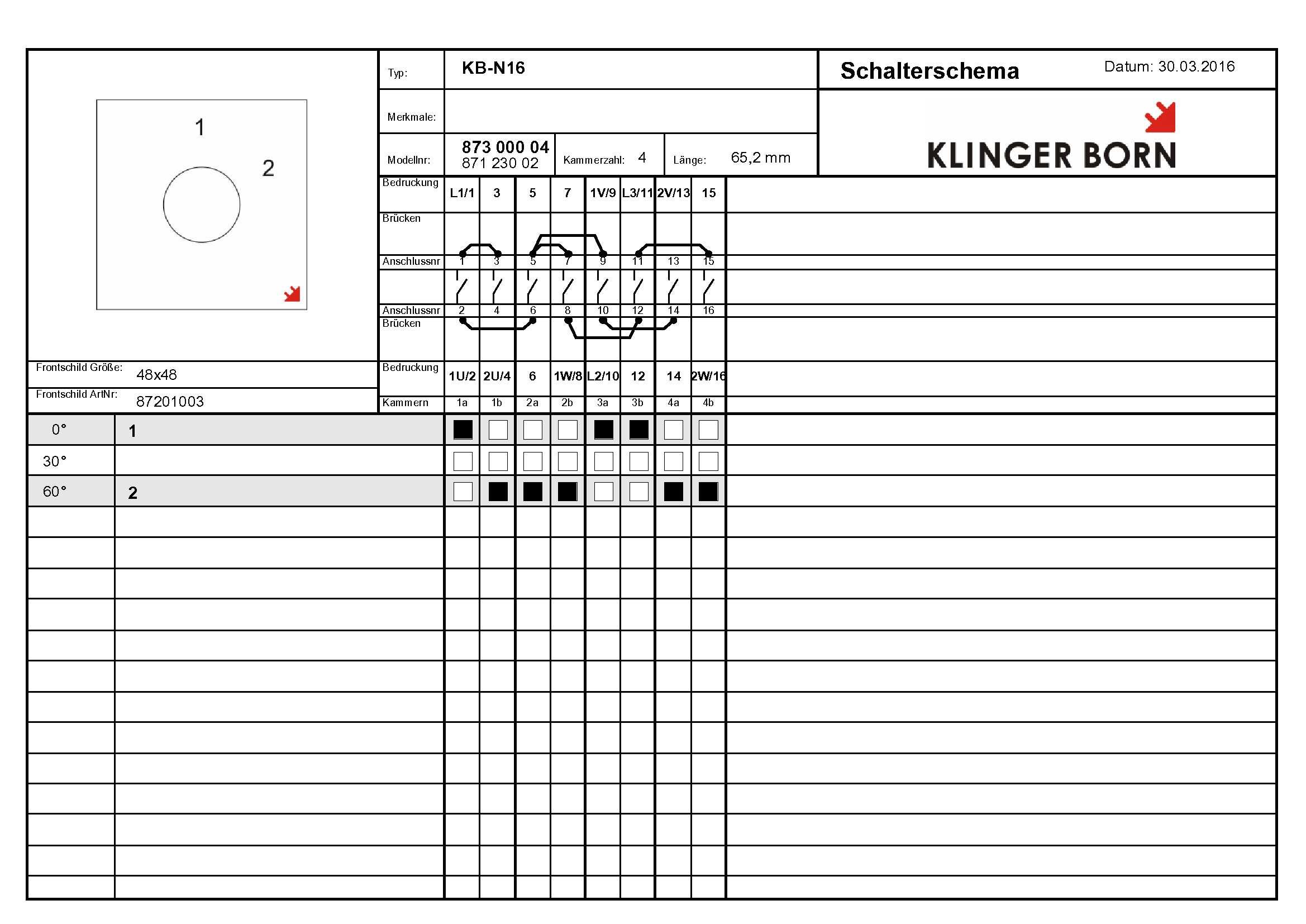 Dahlanderschalter KB-N16 16A AC-3 400V/7,5kW