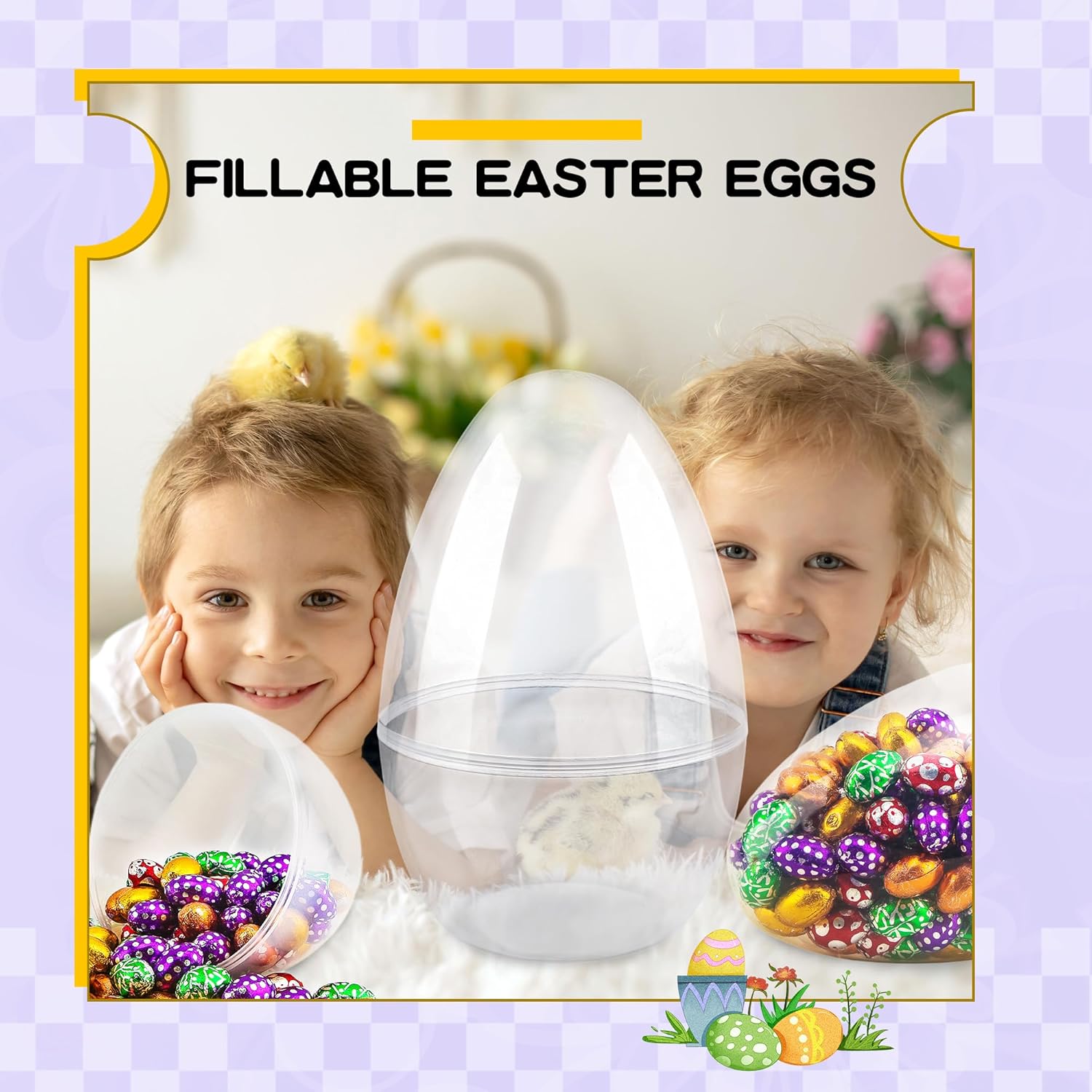 8 Pack 10 Inch Giant Transparent Easter Eggs Jumbo Clear Easter Eggs Empty Plastic Surprise Eggs Fillable for Easter Basket Stuffers Party Decoration - Image 5