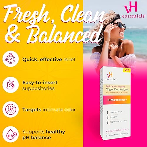 Miniatura 7 de Jarrow Fem-Dophilus Probióticos 10 mil millones de UFC y vH Essentials Supositorios vaginales de ácido bórico con aceite de árbol de té y ácido