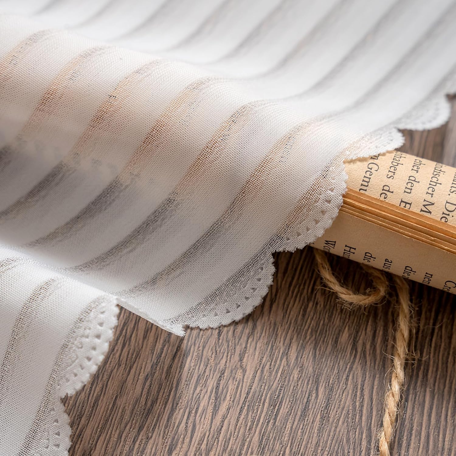 Window Blinds for Home Alternative: White Sheer Curtain Self-Adhesive Gauze, Light-Filter Privacy, No-Drill Portable (44" W x 72" L,White,2 Panels)