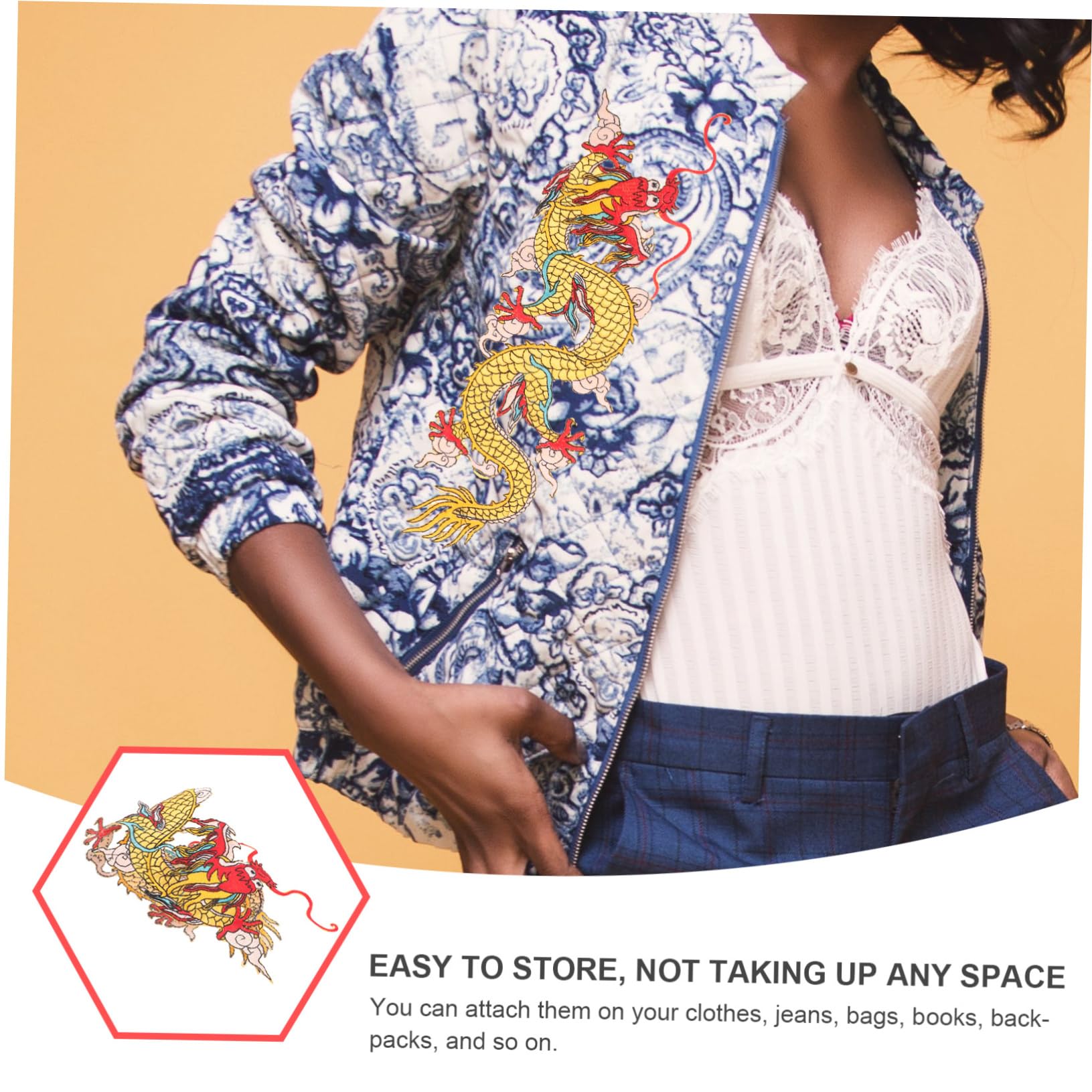 10pezzi Toppe Ricamate Forma Di Drago Patch Termoadesive Per Abbigliamento e Accessori Per Decorare Pantaloni Zaini e Fai Da Te Creativo e Pratico