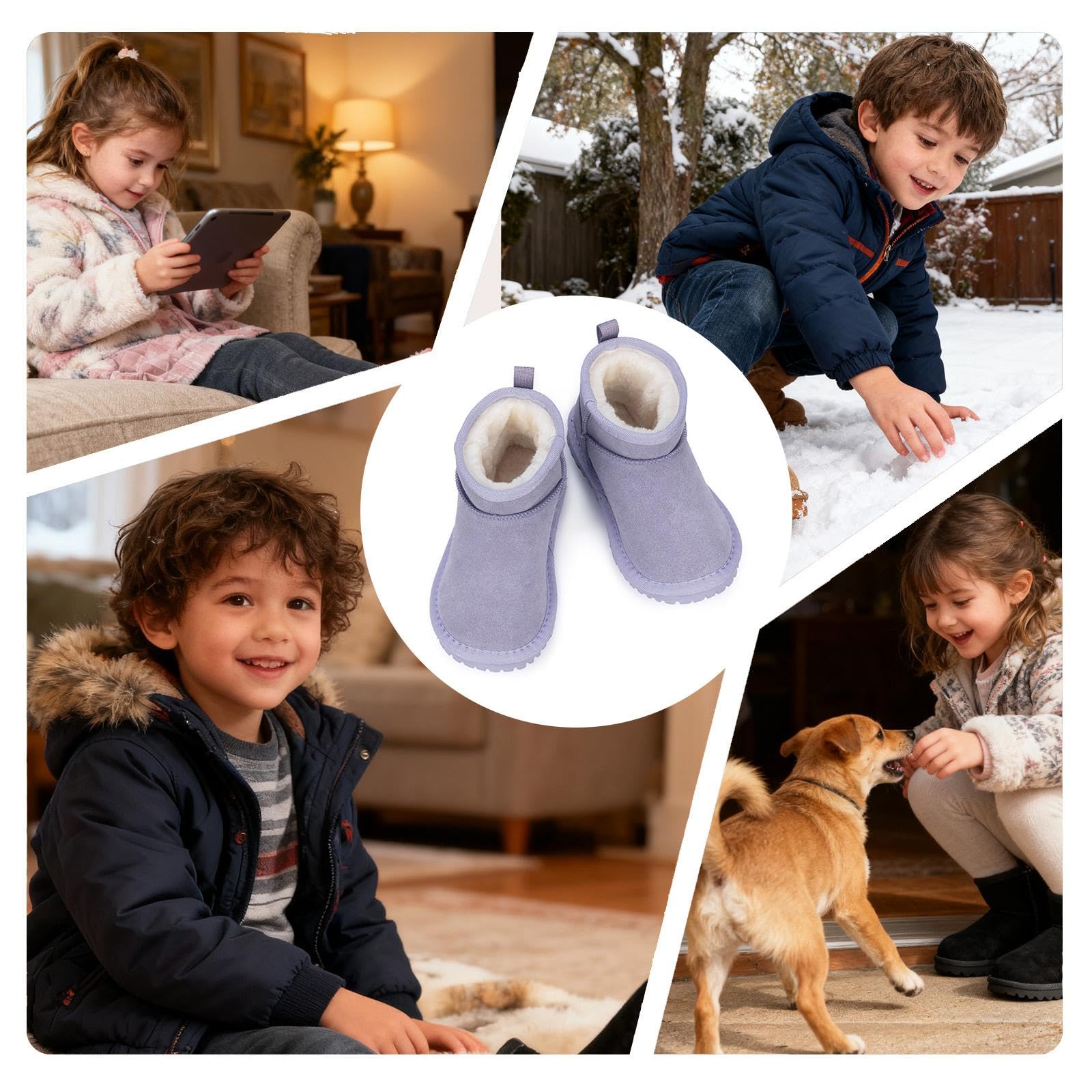 Mishansha Bambini Stivali da Neve Antiscivolo Stivali Invernali Caldi Bambino Bambina