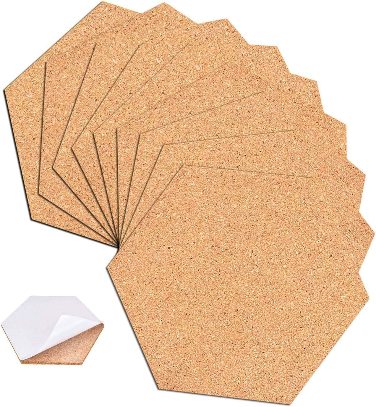 60 Pack Hexagon Cork Coasters Cork Squares Cork Board Tiles with Full Sticky Back,Mini Wall Bulletin Boards, for Pictures,Photos,Notes,Goals,Drawing,Painting-Bonus