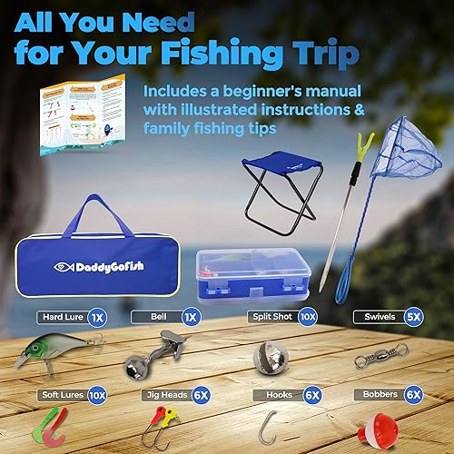 Miniatura 2 de DaddyGoFish Kids Fishing Pole - Rod Reel Combo Tackle Box Starter Set - First Year Small Dock Gear Kit for Boys Girls Toddler Youth Age Beginner