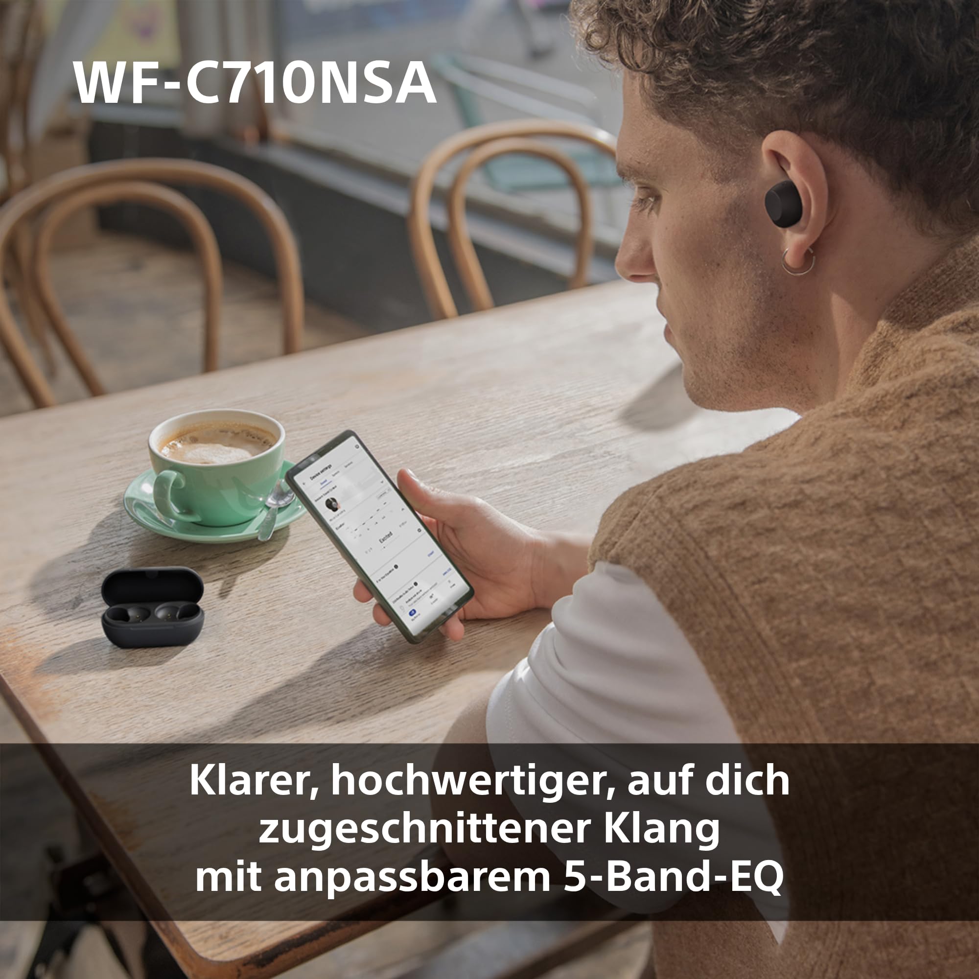 Sony WF-C710NSA Truly Wireless Noise Cancelling Earbuds, leichte Kopfhörer, Touch-Bedienung, Multipoint-Verbindung, IPX4, bis zu 40 HR-Akku, Quick Charge, iOS & Android - Schwarz