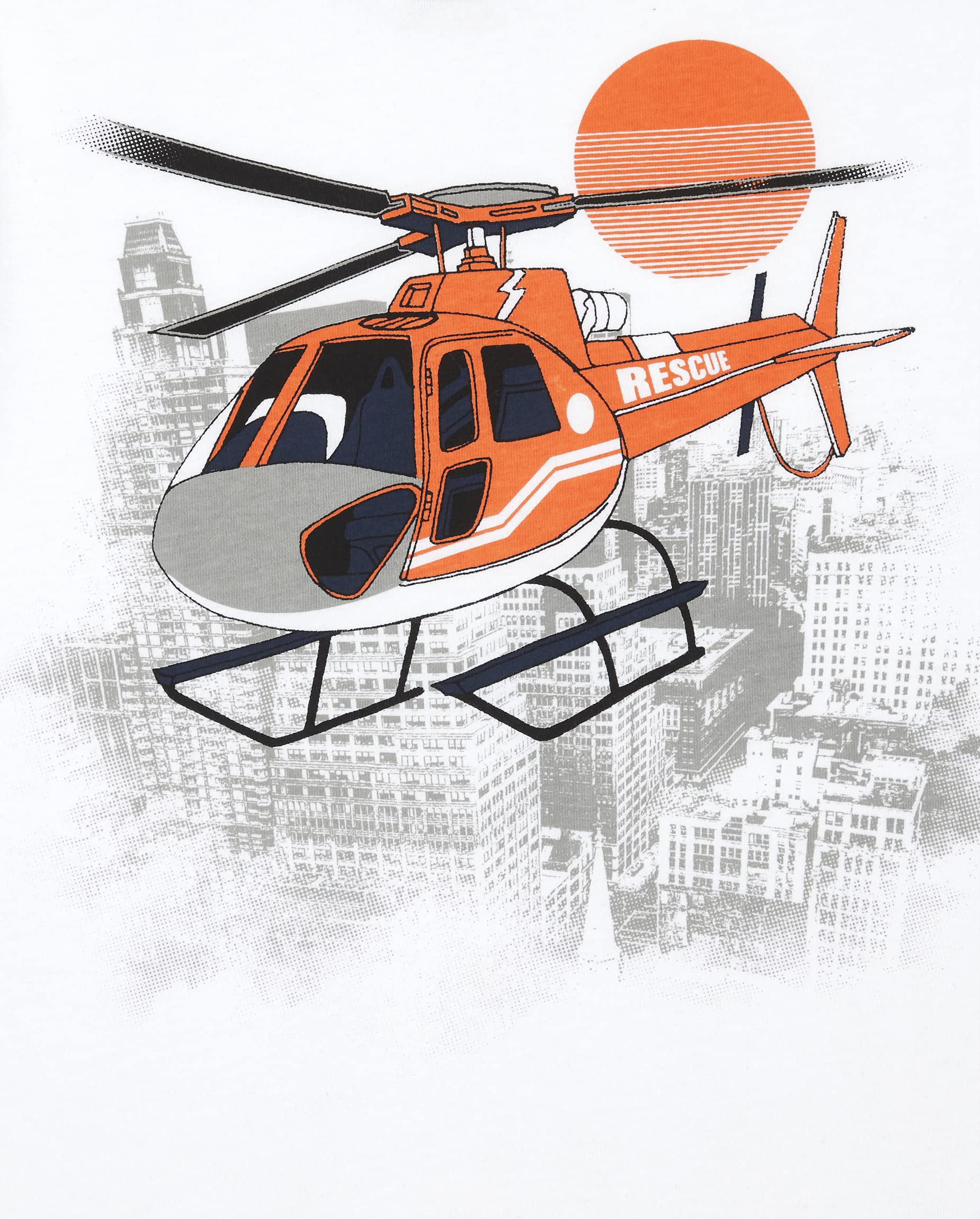 The Children's Place Baby Boys and Toddler Vehicle Long Sleeve Graphic, wielopakowa koszulka, Police Racer/Recuse/Helikopter, 3-pak, 4 lata, Police Racer/Recuse/Helikopter, zestaw 3 szt, 4 lat