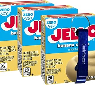 Pie Filling Mix & Instant Pudding 0.9 oz Box Sugar Free (Pack of 3) with Candy Freezer Bottle Opener Keychain (Zero Sugar Banana Cream) - Keychain