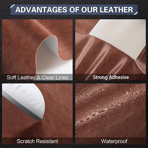 Miniatura 11 de Kit de reparación de cuero para muebles de 4 x 63 pulgadas, parche de reparación de cinta de cuero autoadhesivo para sofá, kit de parches