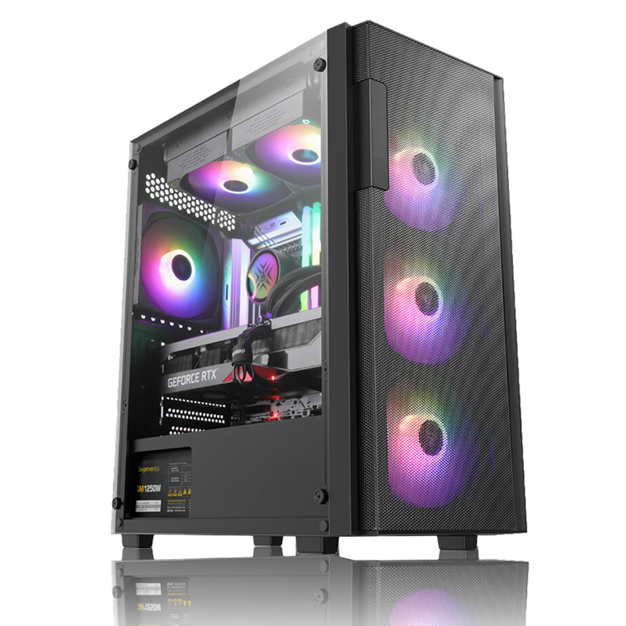 Gaming PC Core i5-12400F, GeForce RTX 3060, B610, 8GB 3200MHz DDR4 RAM, 500GB NVMe SSD, 550W Fuente de alimentación, 5 Ventiladores RGB, WiFi, PC Potente para Gaming y creación