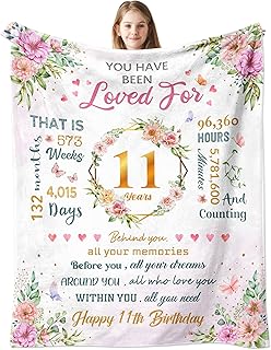Birthday Gifts for 11 Year Old Girls, 11 Year Old Girl Birthday Gifts, 11th Birthday Decorations Gifts for Girls, Best Birthday Presents Ideas for 11 Yr Old Girl Throw Blanket 60"x50"