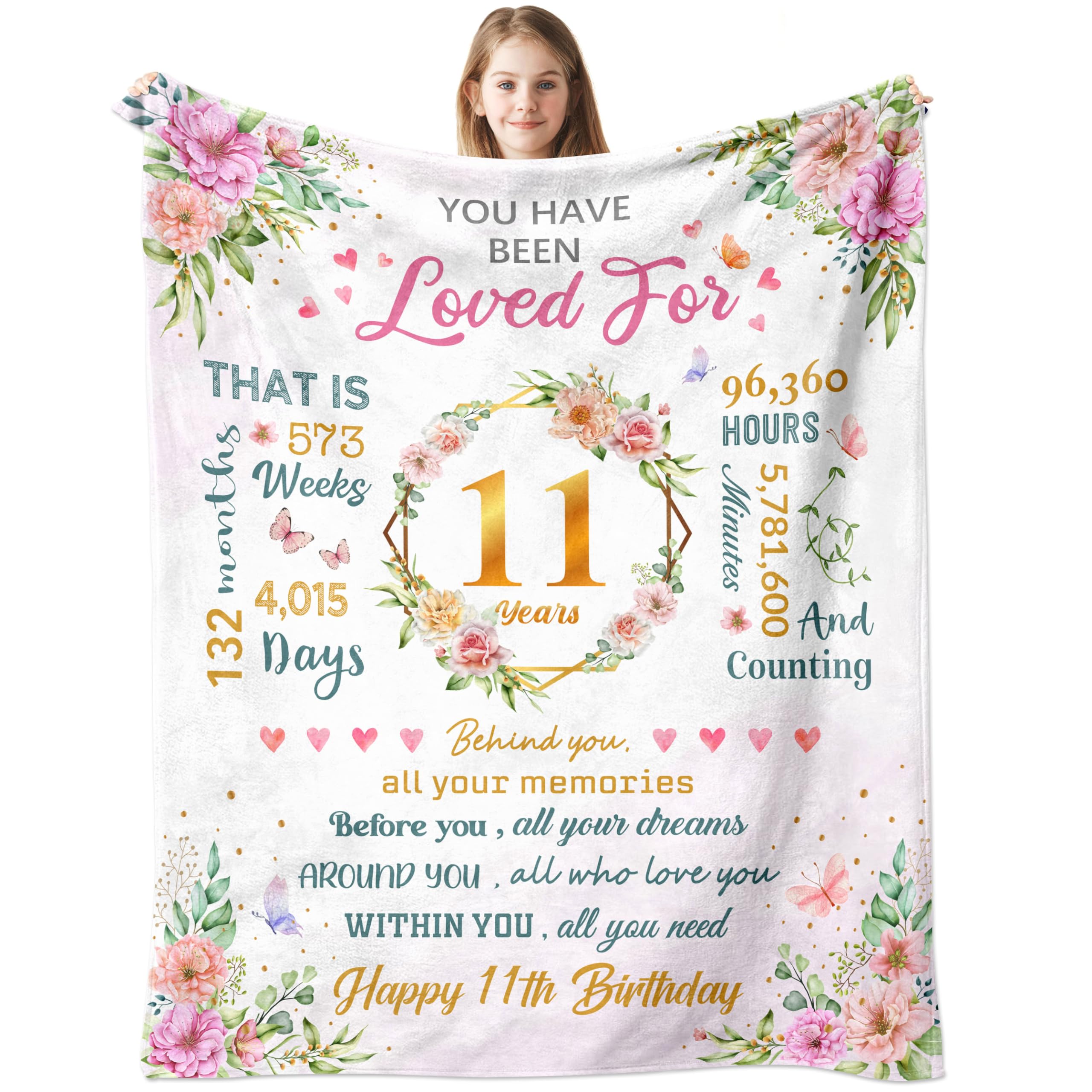 Nucleotech 11 Year Old Girl Birthday Throw Blanket 60'x50'