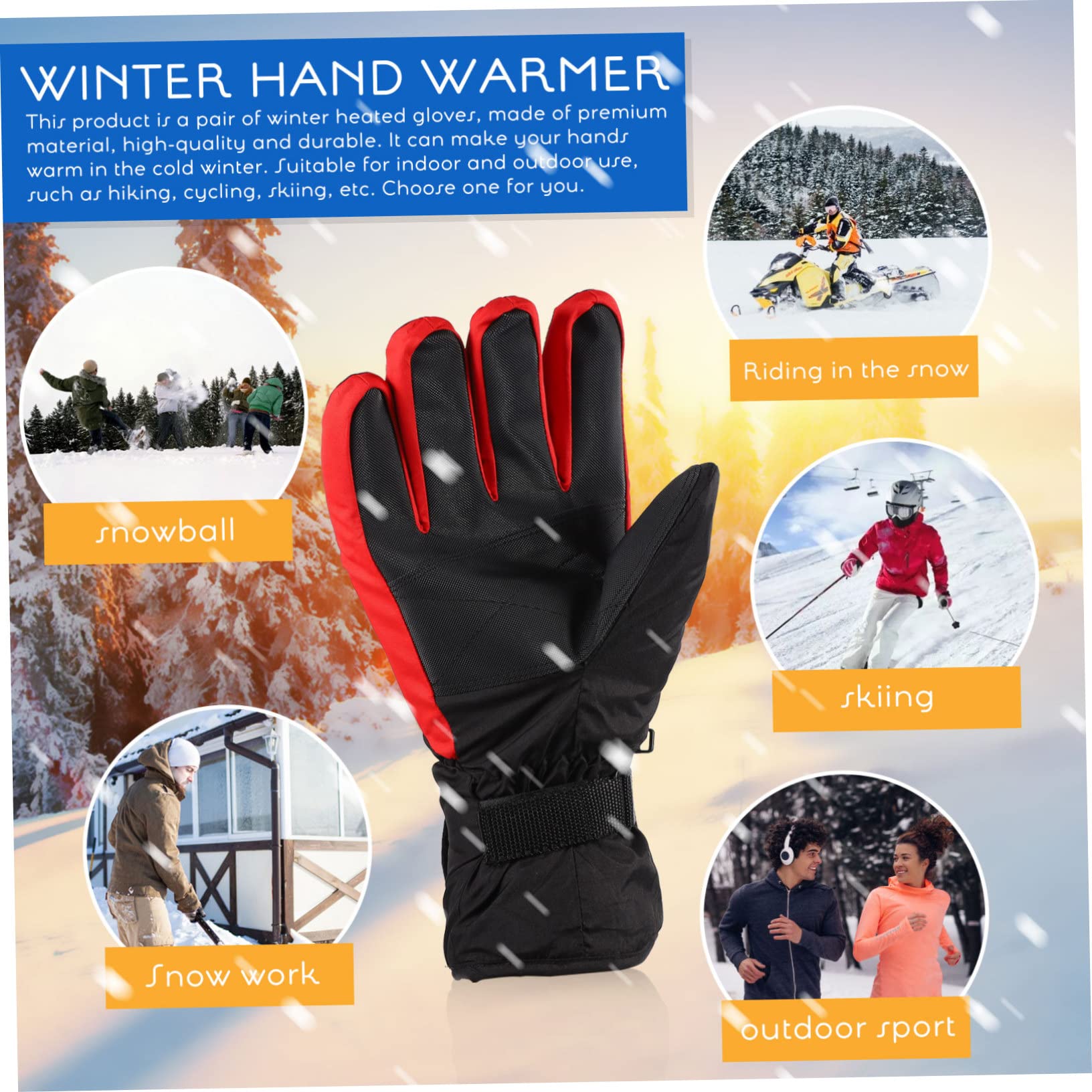 YARNOW Guanti riscaldati guanto termico thermal gloves guantini palestra riscaldatori guanti da ciclismo impermeabili Caldo mano guanti antivento guanto invernale Poliestere Black