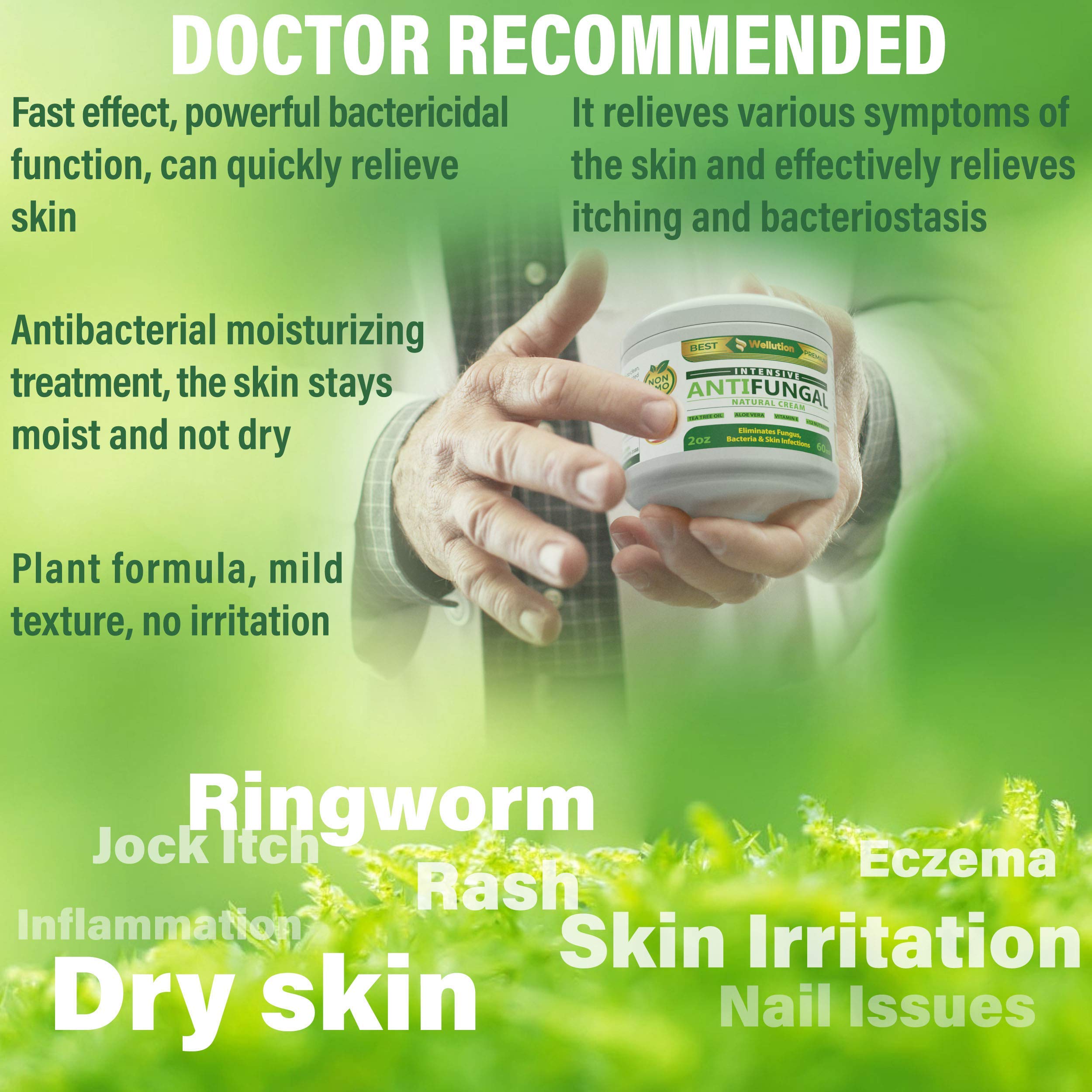 Antifungal Cream Natural Hair, Skin & Nail All in One, Intensive Head to Toe Treatment