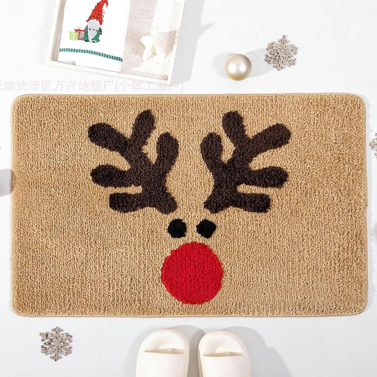 Koctaup Christmas Front Door Mat Decorative Indoor Outdoor Doormat Washable Floor Mats for Bedroom Living Room Kitchen Nursery（Style 7,60 * 90