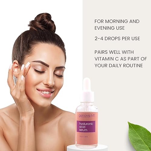Miniatura 6 de Genovie MD Suero rellenador de ácido hialurónico para cara, fabricado con propiedades antienvejecimiento, suero facial hidratante e hidratante,