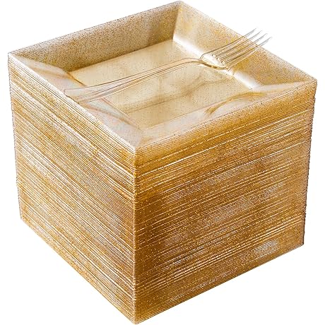 Sparkle and Shine with Enchanting Gold Glitter Forks and Plates for a Royal Feast