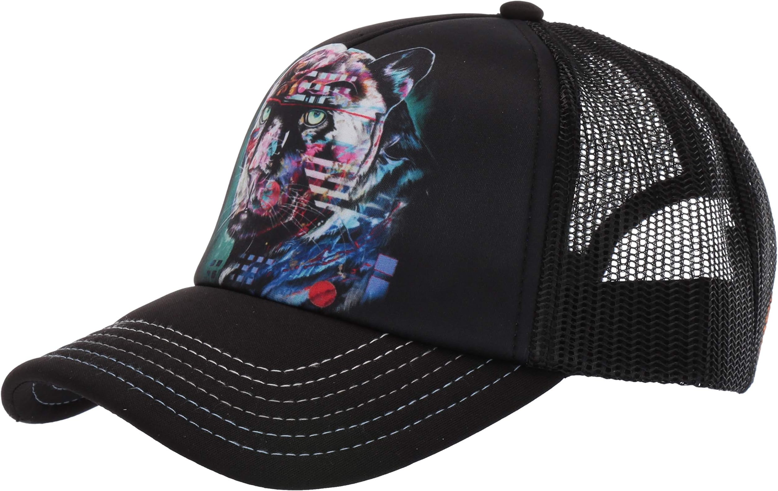 Men's Painted Jaguar Hat, Black, Adjustable