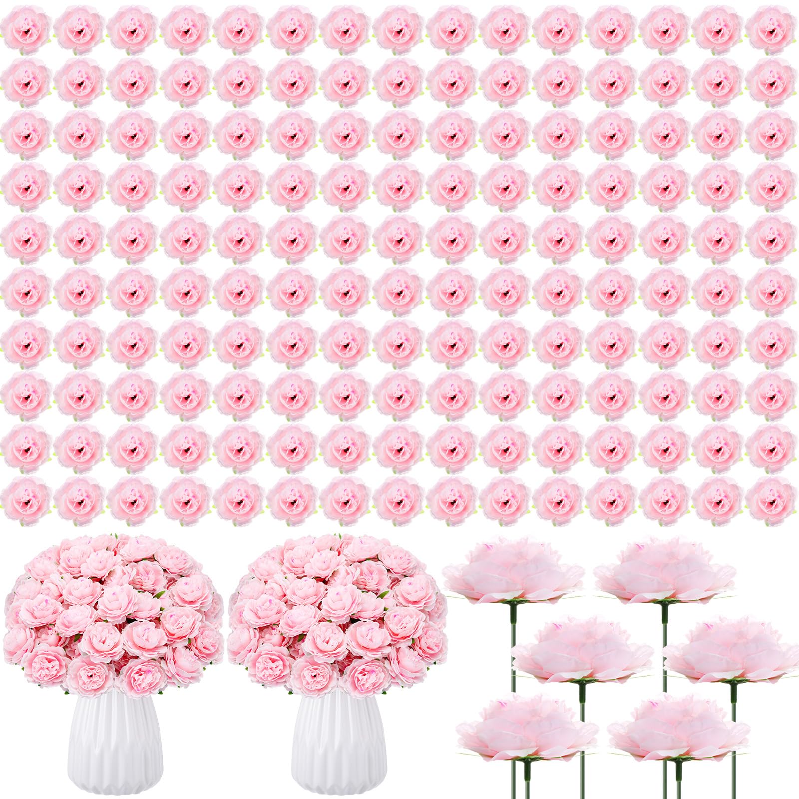 Photo 1 of Thiccywoov 400 Pcs Artificial Silk Rose Heads, Pink