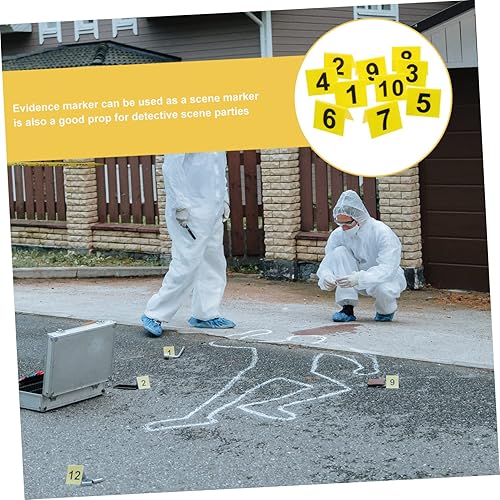 Vista 24 de 10 Uds. Marcadores de escena del crimen Señalización amarilla para escena del crimen Marcadores de evidencia temática Suministros de recuerdo