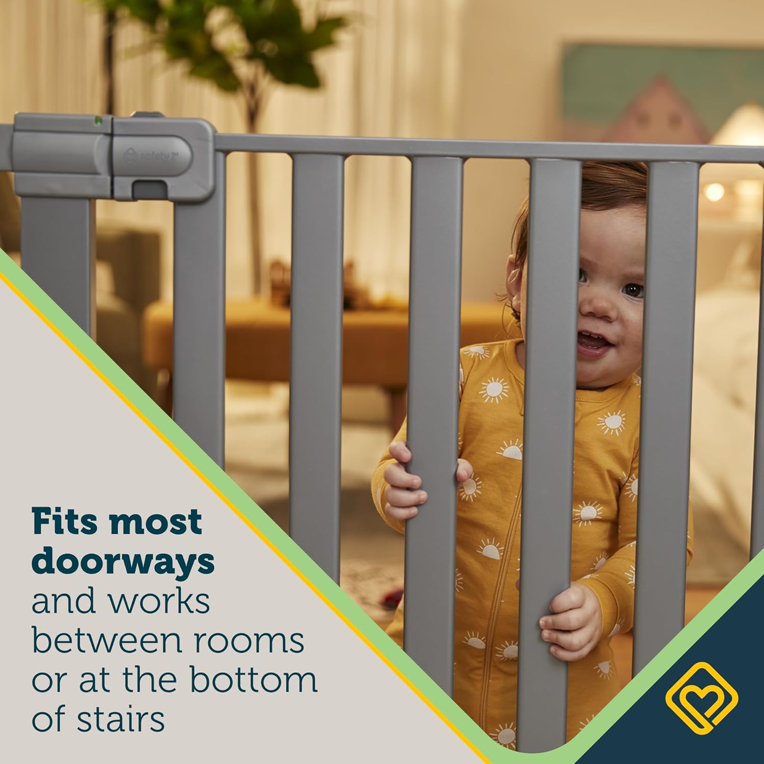 Safety 1st Walk Through Baby Gate with Door, Adjustable Pressure Mount Lift, Dog Gates, Fits 29"-38" Wide, 1-Pack, Silver 1-Pack 29" to 38" Wide x 28" Tall Silver