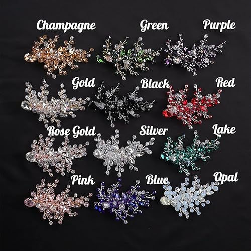 Miniatura 6 de Kercisbeauty Pinza de pelo verde esmeralda para novias, dama de honor, boda, joyería para el cabello con cristal elegante pieza de pelo para mujeres