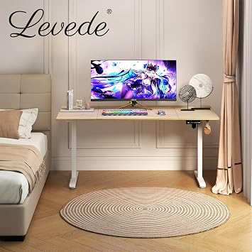 Levede Electric Standing Desk 160x80cm Height Adjustable, Sit Stand Desk with 4 Memory Smart Panel & Splice Board for Home Office light Wood Oak