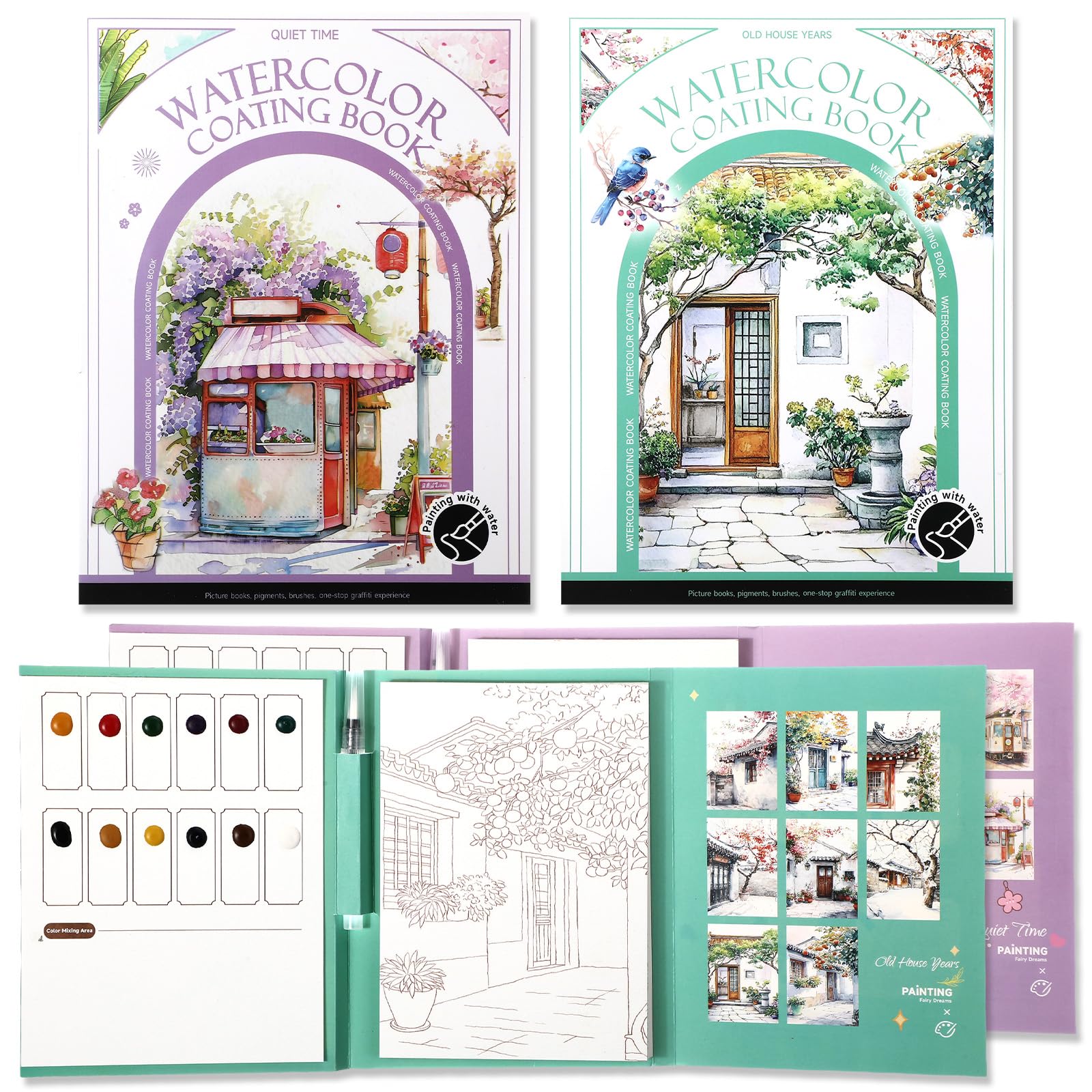 Cahier de coloriage aquarelle Dunzoom pour peindre proprement à la maison sans tache
