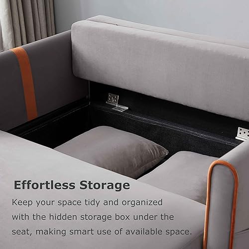 Miniatura 5 de RIDFY Sofá cama extraíble de 55.2 pulgadas, cama biplaza de terciopelo moderna 3 en 1 con almacenamiento, respaldo ajustable, sofá cama convertible