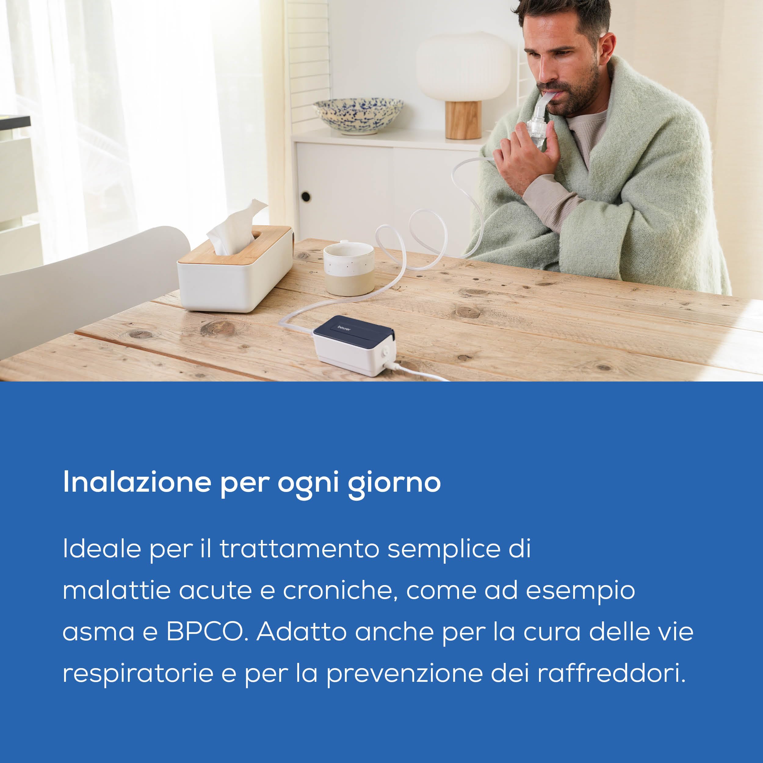 Beurer IH 15 Aerosol a Compressore per vie respiratorie superiori e inferiori, Nebulizzatore Compatto e Leggero, uso quotidiano facile e veloce, ottimale in viaggio, Pulizia Igienica, con accessori
