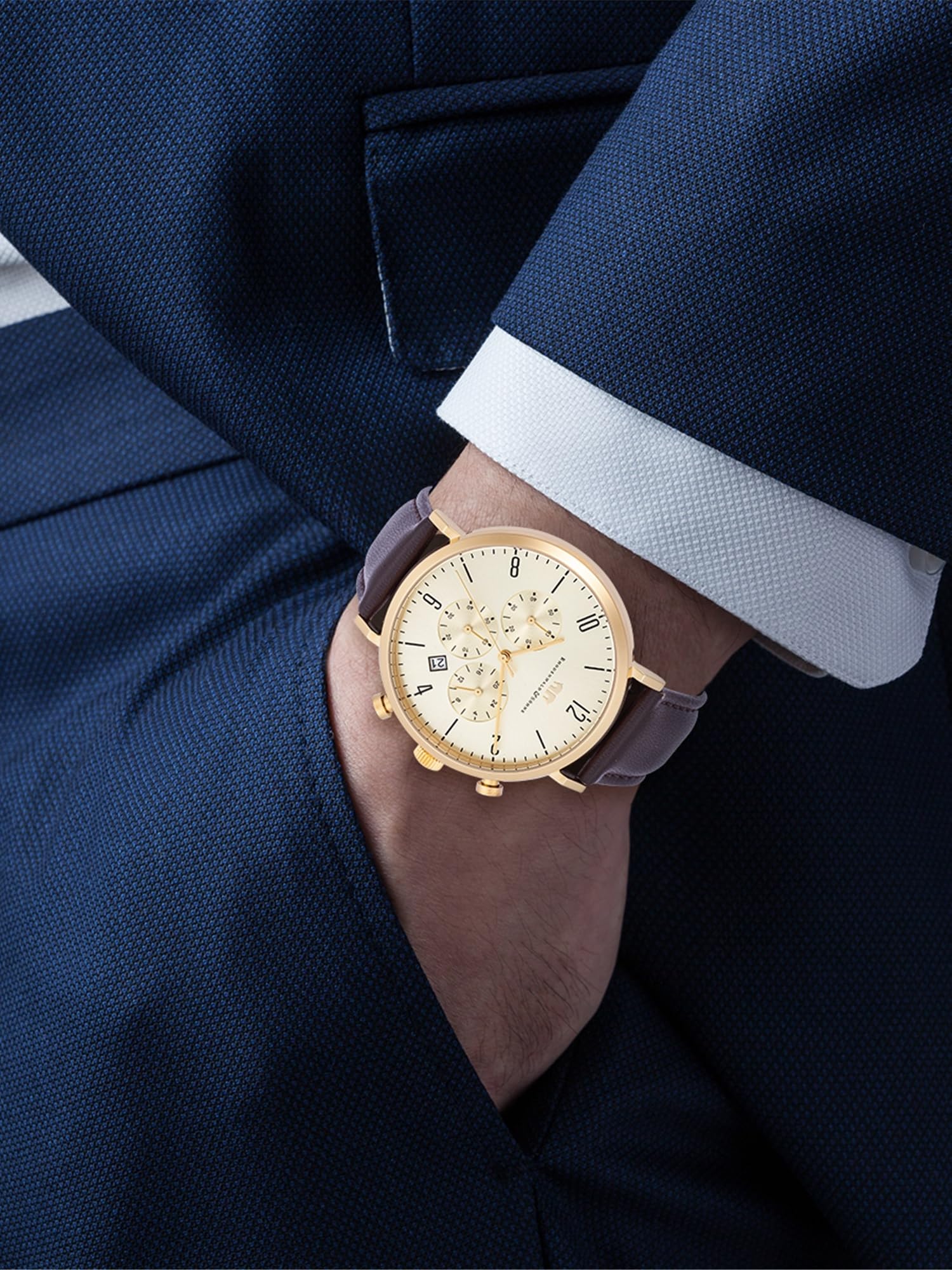 Rhodenwald & Söhne Reloj para Hombre análoga Japón Mecanismo de Cuarzo con Correa de Cuero Real 10010362