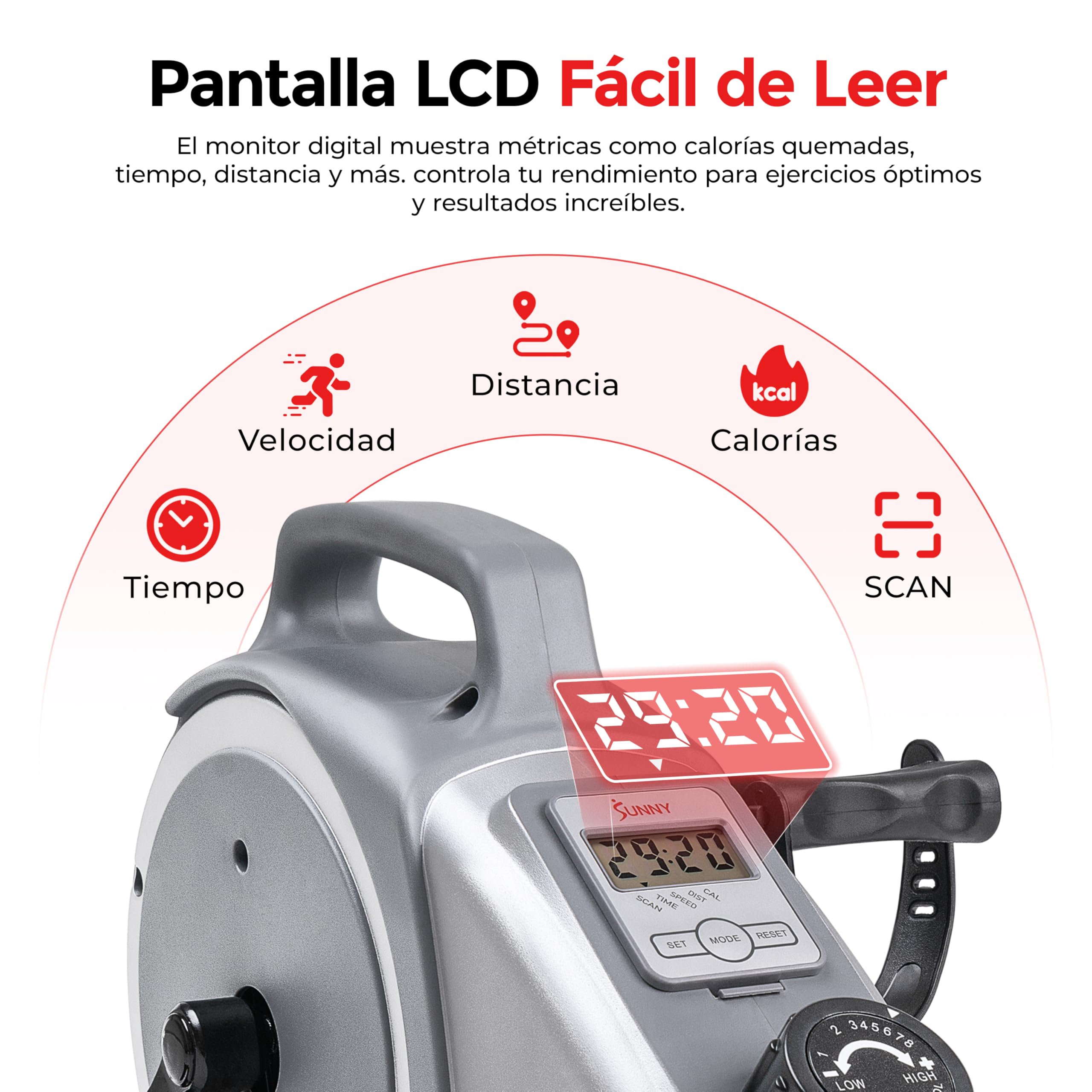 Sunny Health & Fitness Mini Bicicleta de Ejercicio, Pedaleador Sentado para Adultos Mayores, Bicicleta de Pedales para Brazos y Piernas Bajo Escritorio, Conexión Opcional a la SunnyFit App Gratuita
