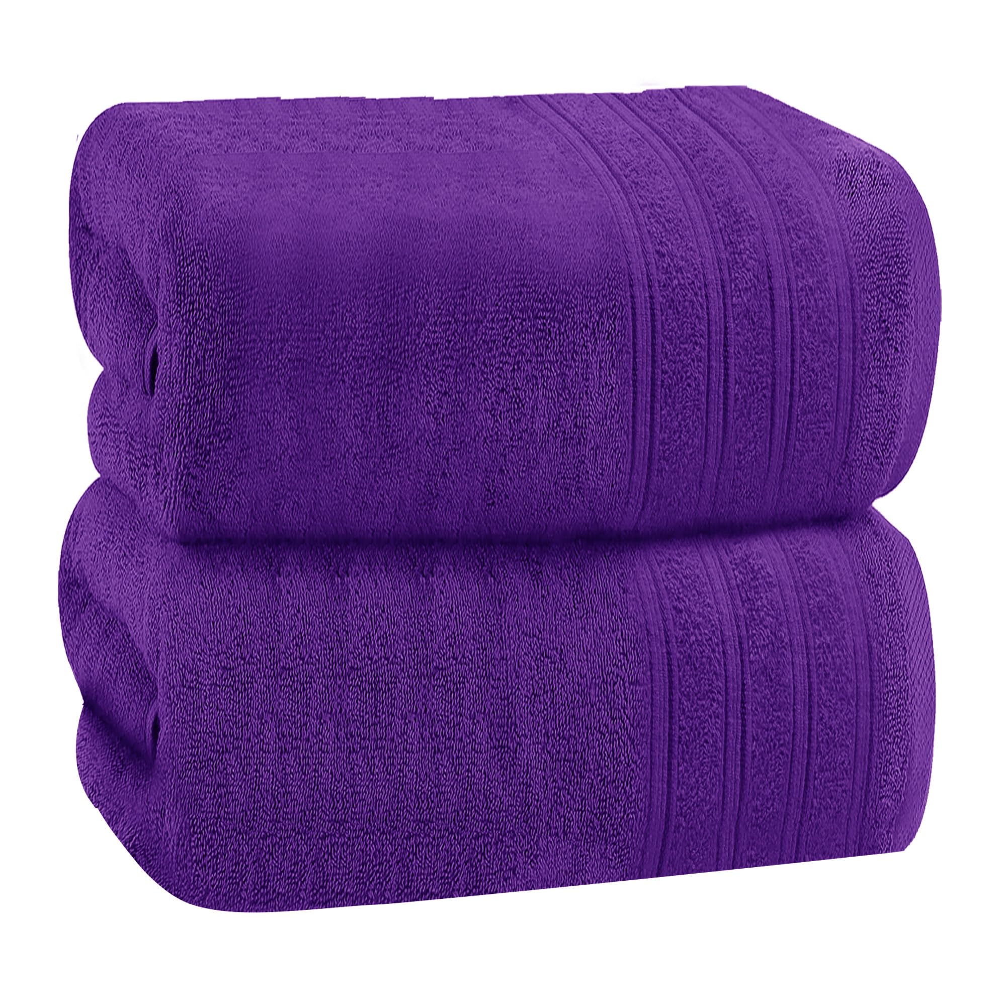 Velosso 2 Pack Hampi Super Jumbo Bath Sheets Luxuriously Soft, Highly Absorbent 100% Combed Ring Spun Cotton, Oversized Thick Bath Sheets 100 x 200 cm, Premium Bath Sheets Spa & Hotel (Purple)