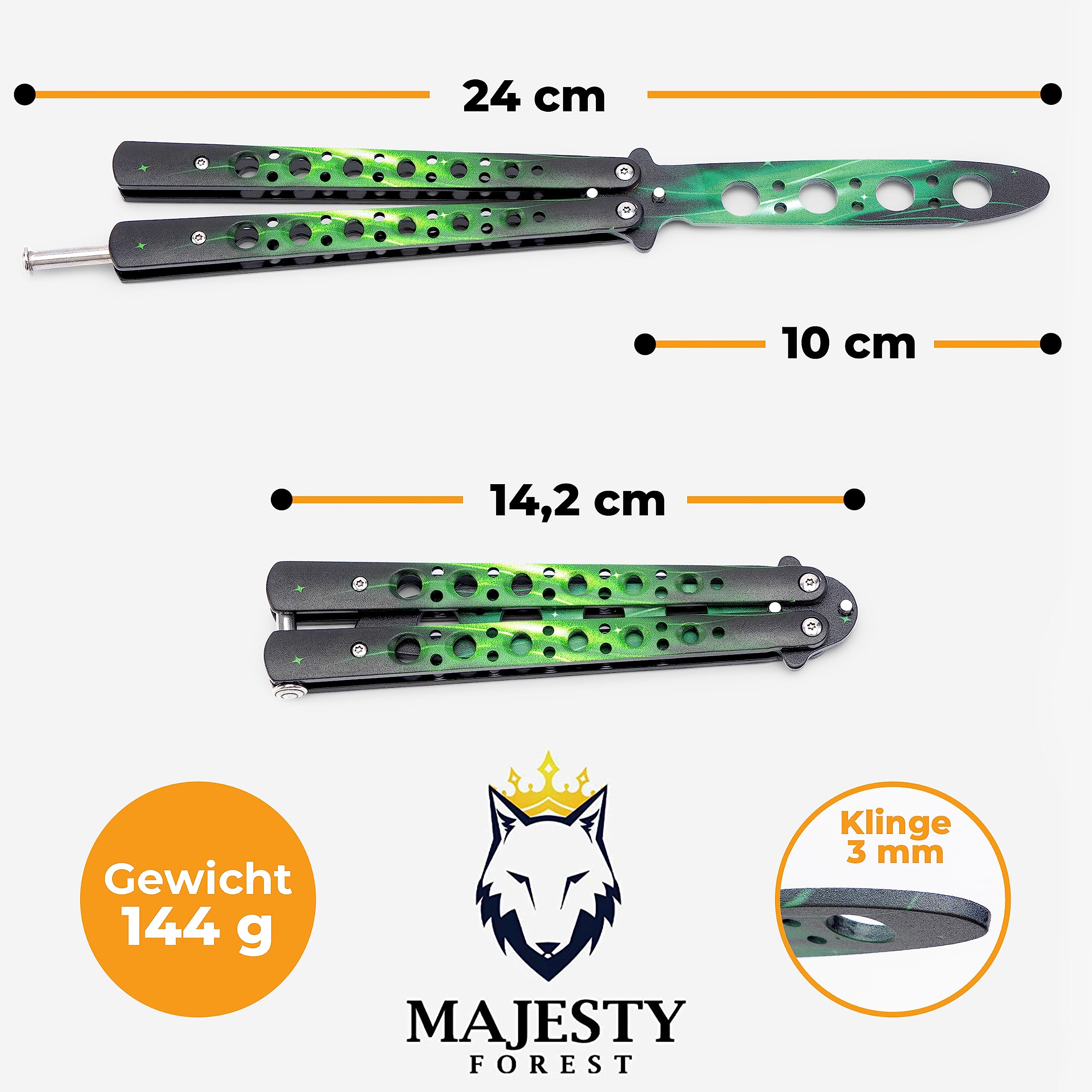 Gamma Butterfly Trainer Balisong Cuchillo Entrenamiento Hoja Roma para Trucos