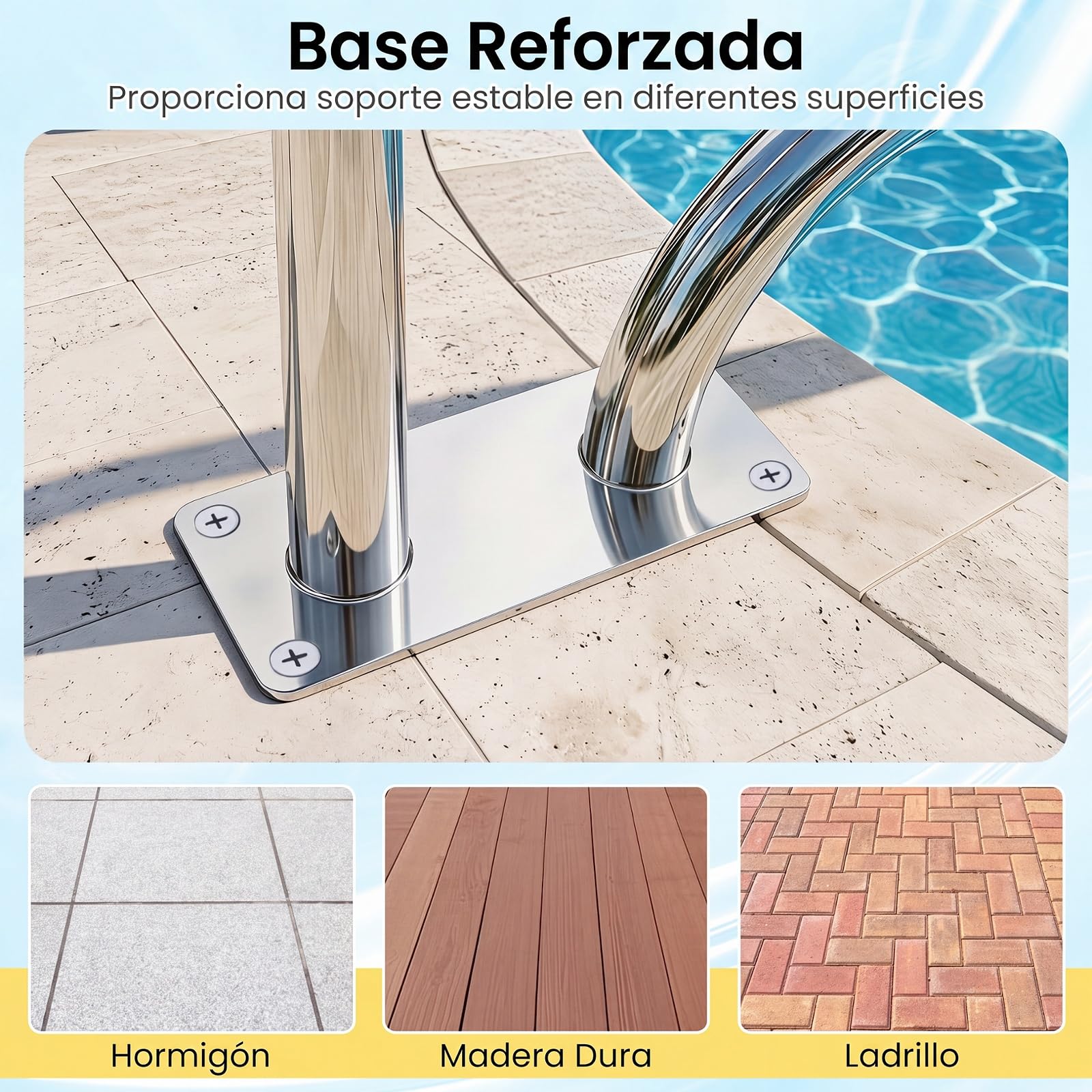 COSTWAY Pasamanos para Piscina de Acero Inoxidable, Barandilla de Seguridad para Piscina con Carga de 180 kg y Montaje Fácil, Barra de Mano para Entrada y Salida de SPA Parque Acuático (82,5 x 57 cm)