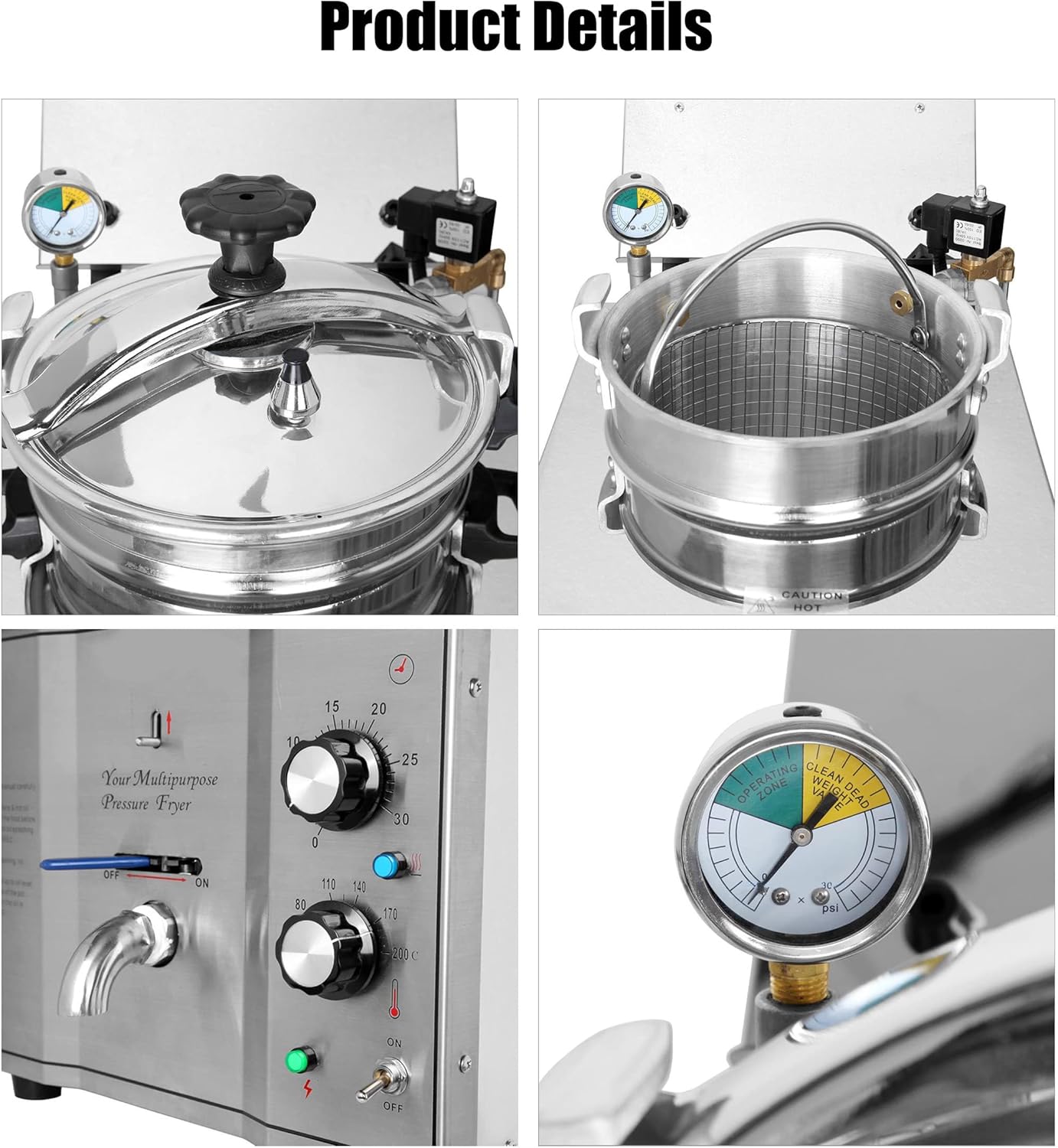 3.2KW High Pressure Fried Chicken Stove, Electric Countertop Pressure Fryer, for Restaurant, Supermarket