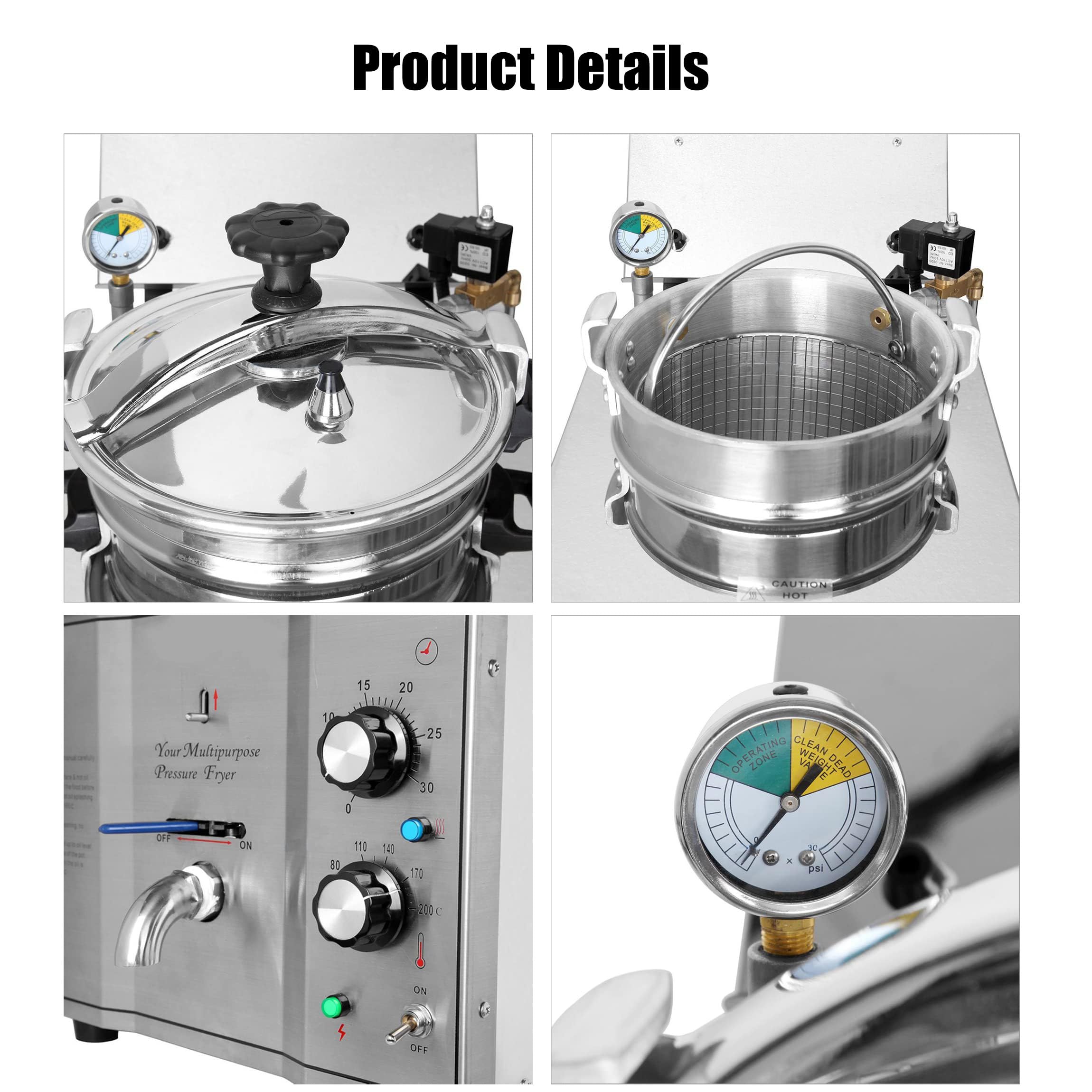 3.2KW Commercial Deep Fryer, 16L Fried Chicken Machine, High Pressure Fried Chicken Stove, for Chicken/Meat/Fish/French Fries