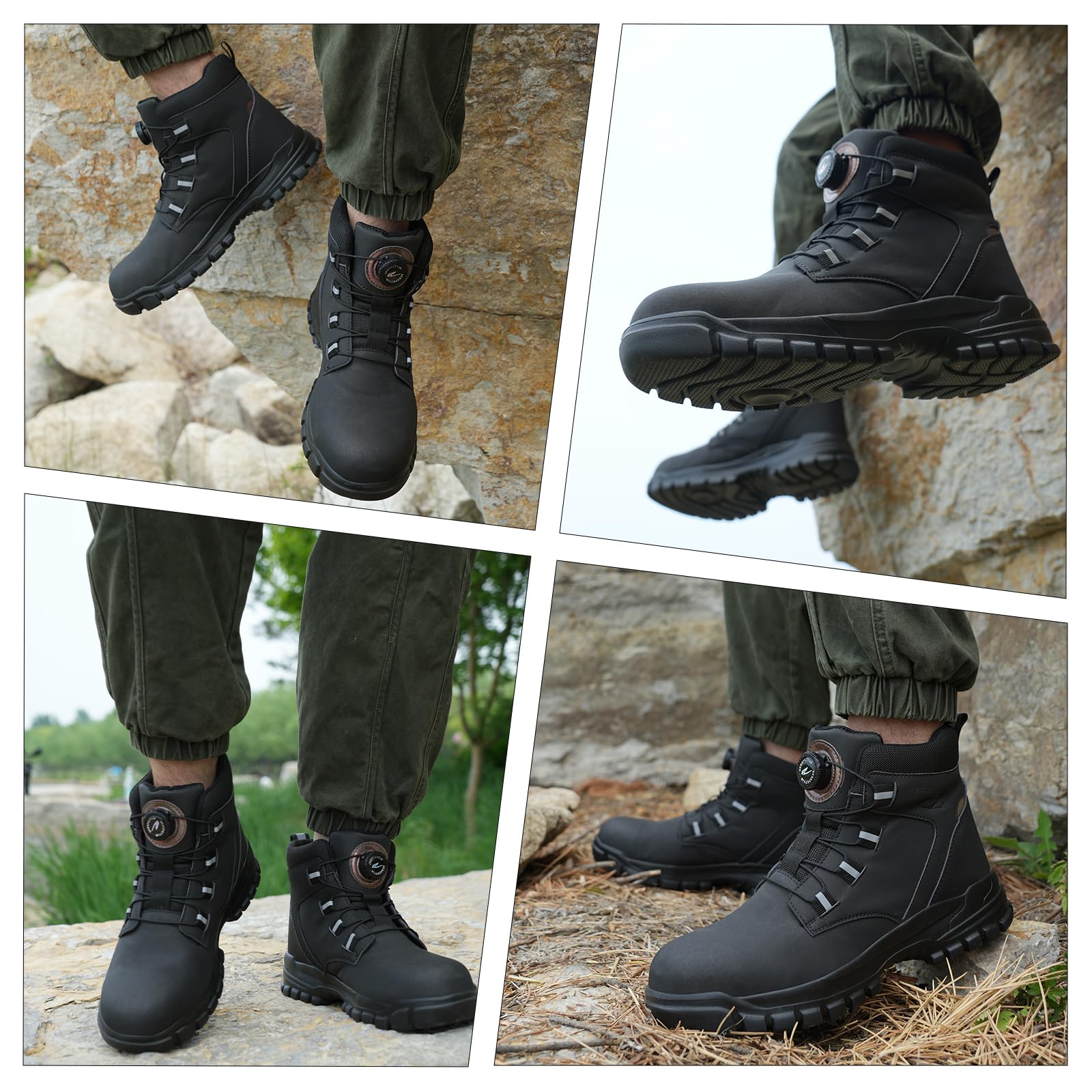 Chaussures de Sécurité Hommes Femmes Montante Imperméable Légère Bottines de Sécurité avec Embout en Acier Bottines de Travail Antidérapant