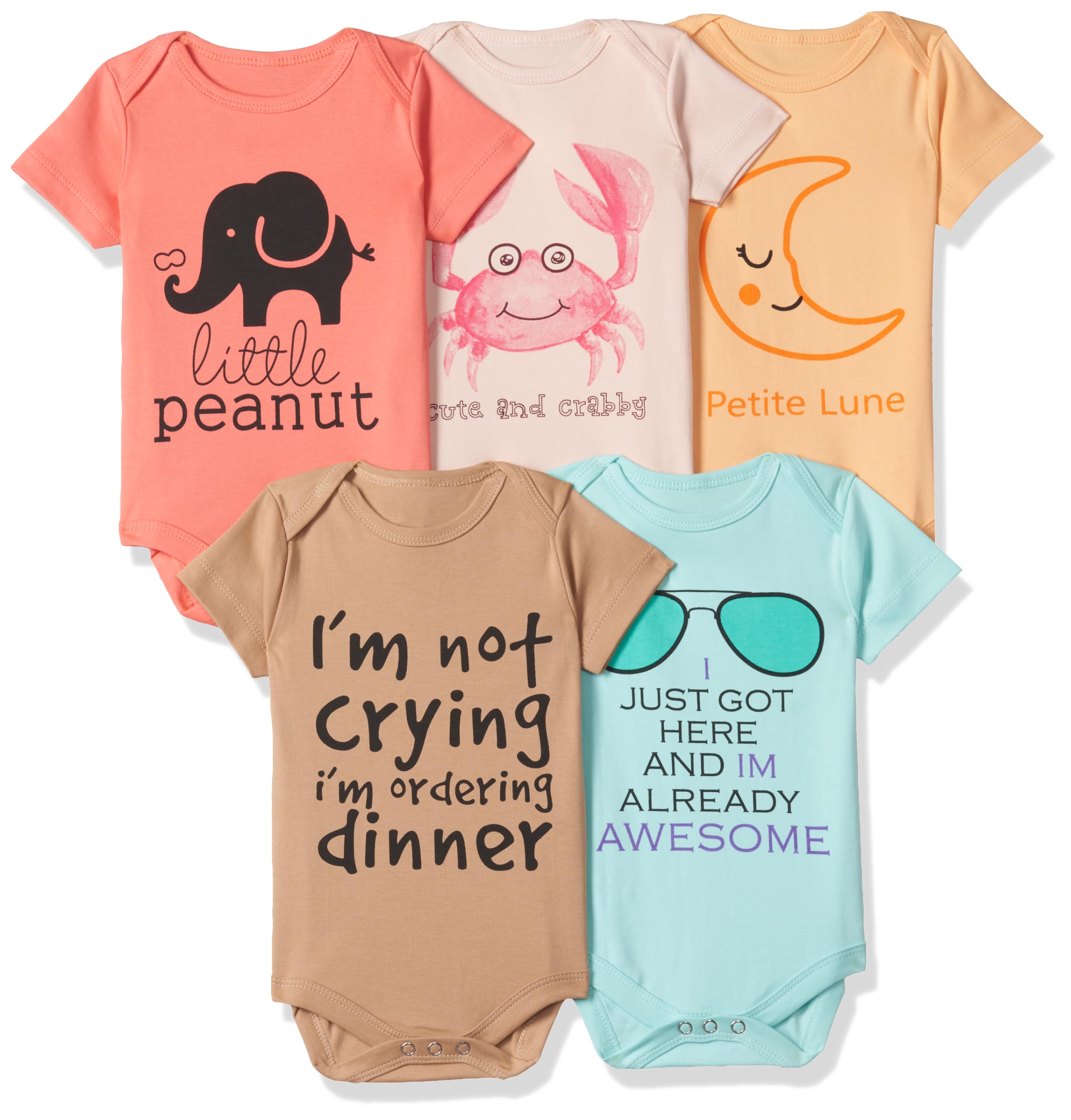 Unisex Baby Rompers Bodysuits (Pack of 5)