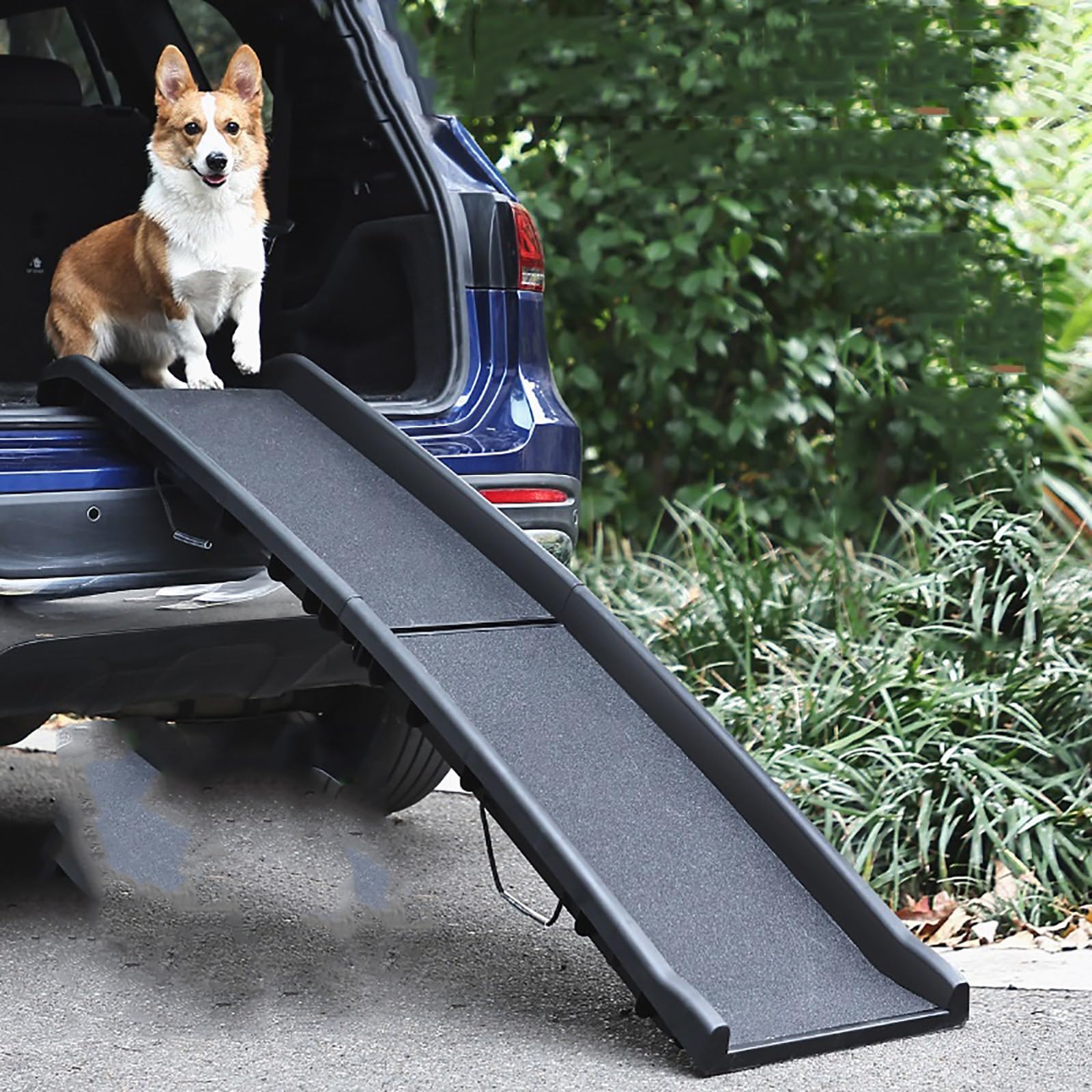 Rampa plegable para perros, para coches, camiones y SUV, rampa portátil para perros grandes, escalera antideslizante con asa, color negro