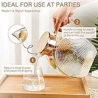 Vista 4 de OneDream - Jarra de vidrio con tapas para puerta de refrigerador, jarra grande de 2.5l/84oz para té helado con asa, jarra de agua de borosilicato