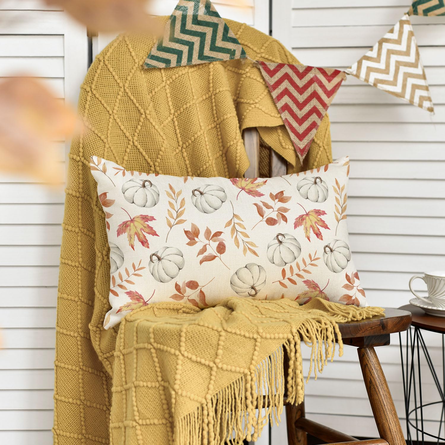 Artoid Mode Housse De Coussin Motif Citrouilles Et Feuilles D