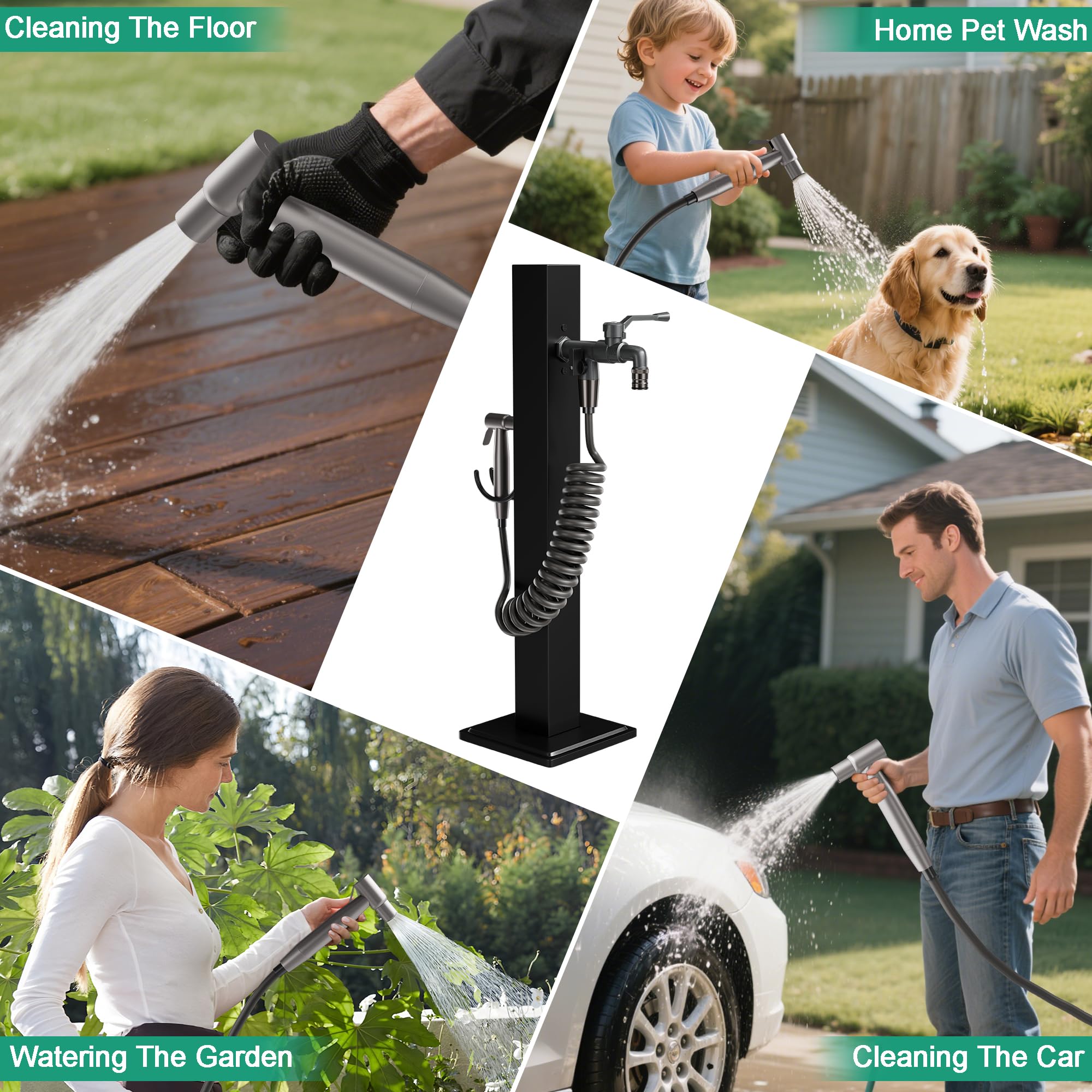 Colonne d'eau acier inoxydable 304 double sortie robinet pistolet résistant gel -20℃ jardin