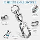 SILANON Ball Bearing Fishing Swivels with Oval Split Rings,20pcs Fishing Snap Swivels Fishing Tackle Saltwater Power Snaps Quick Change Fishing Lure Rings Connector Stainless Steel Solid Rings gallery image