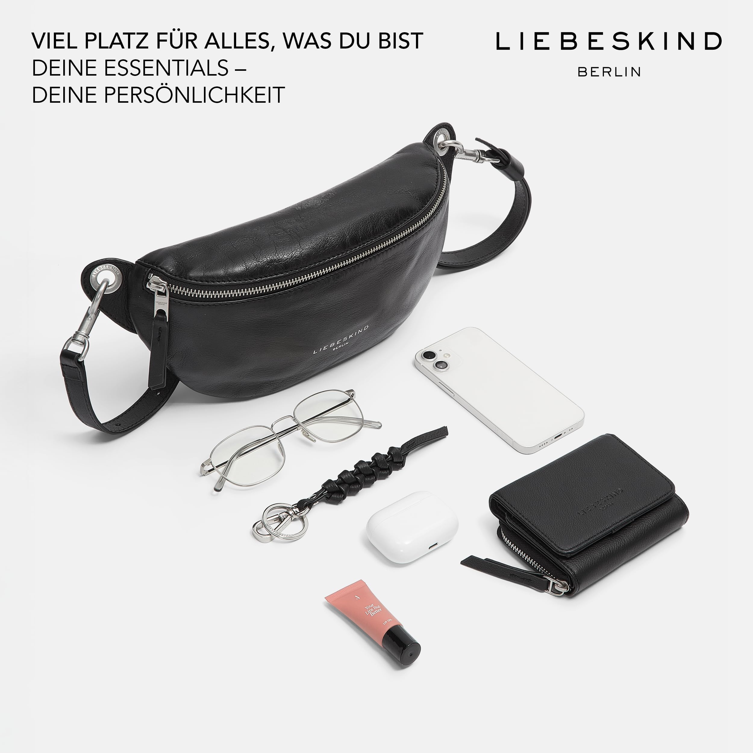 Liebeskind Berlin Gürteltasche „Tavia S“ I Belt-Bag Damen aus Leder mit verstellbarem Riemen I Damen Gürteltasche I geräumiges Hauptfach mit Reißverschluss und Innenfach