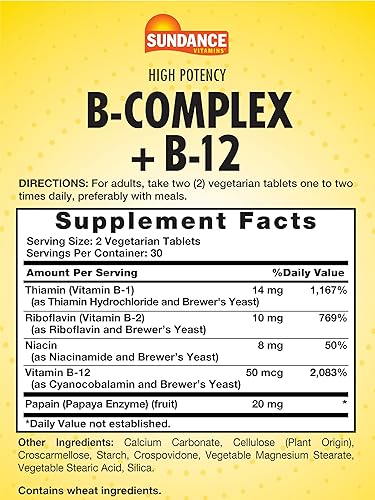 Miniatura 2 de Sundance Complejo de vitamina B  con B-12  60 tabletas  Alta potencia  Suplemento vegetariano, sin OMG y sin gluten