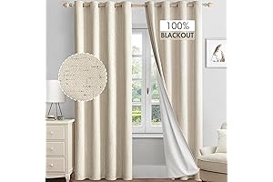 MIULEE Linen Textured 100% Blackout Curtains for Bedroom 80 Inches Long